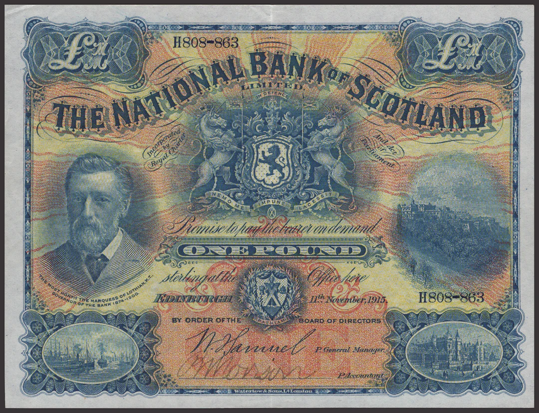 National Bank of Scotland Limited, £1, 11 November 1915, serial number