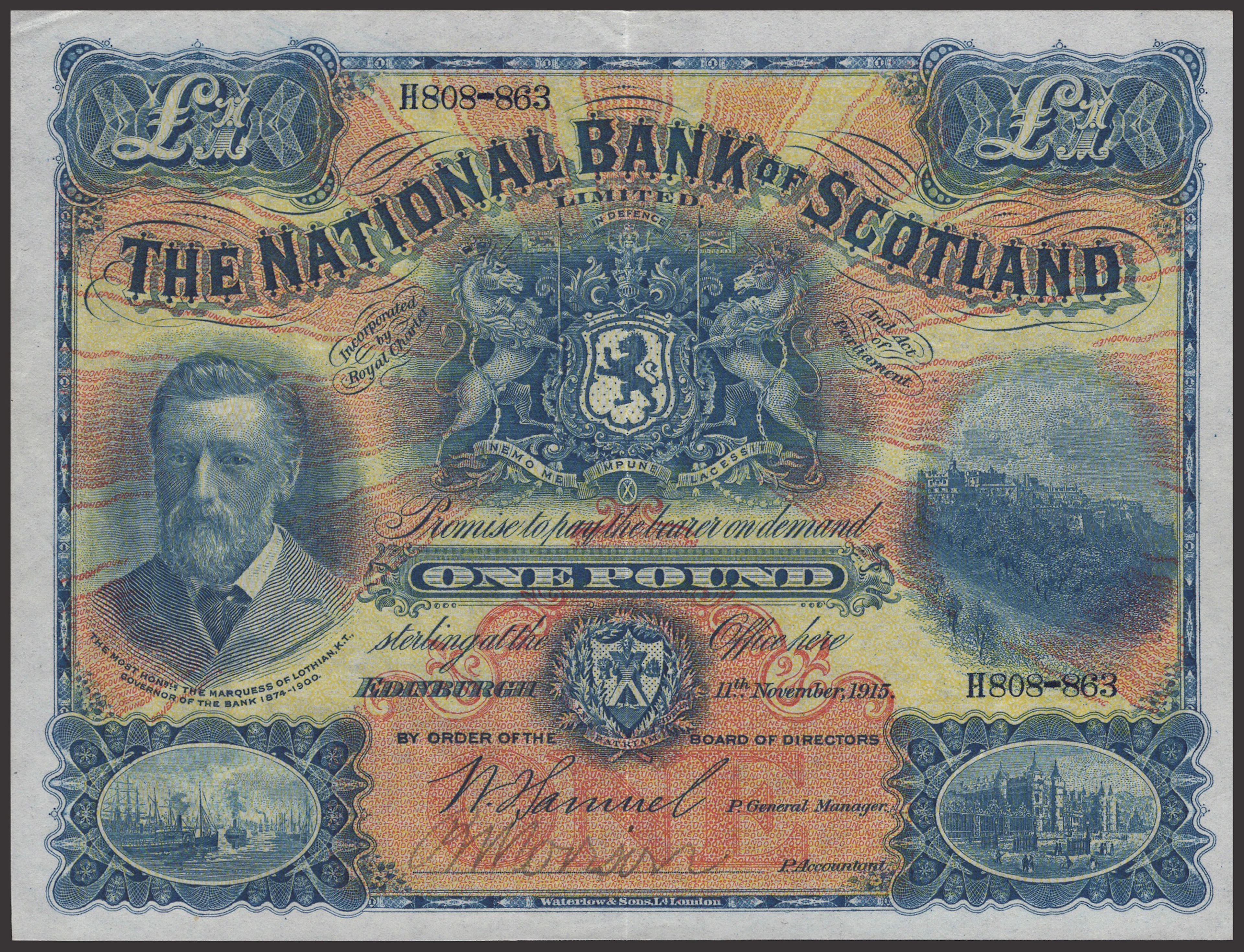 National Bank of Scotland Limited, £1, 11 November 1915, serial number