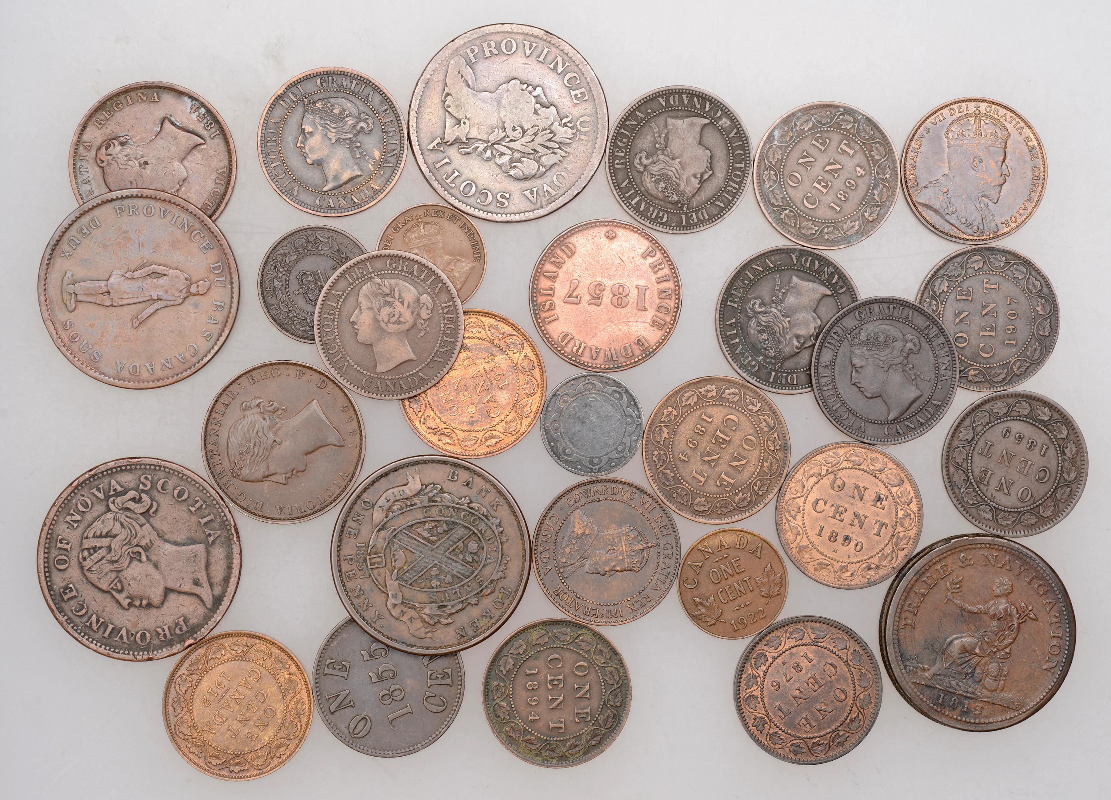 Canada, Victoria, Cent, 1876h, Heaton mint (KM 7); George V, Cents