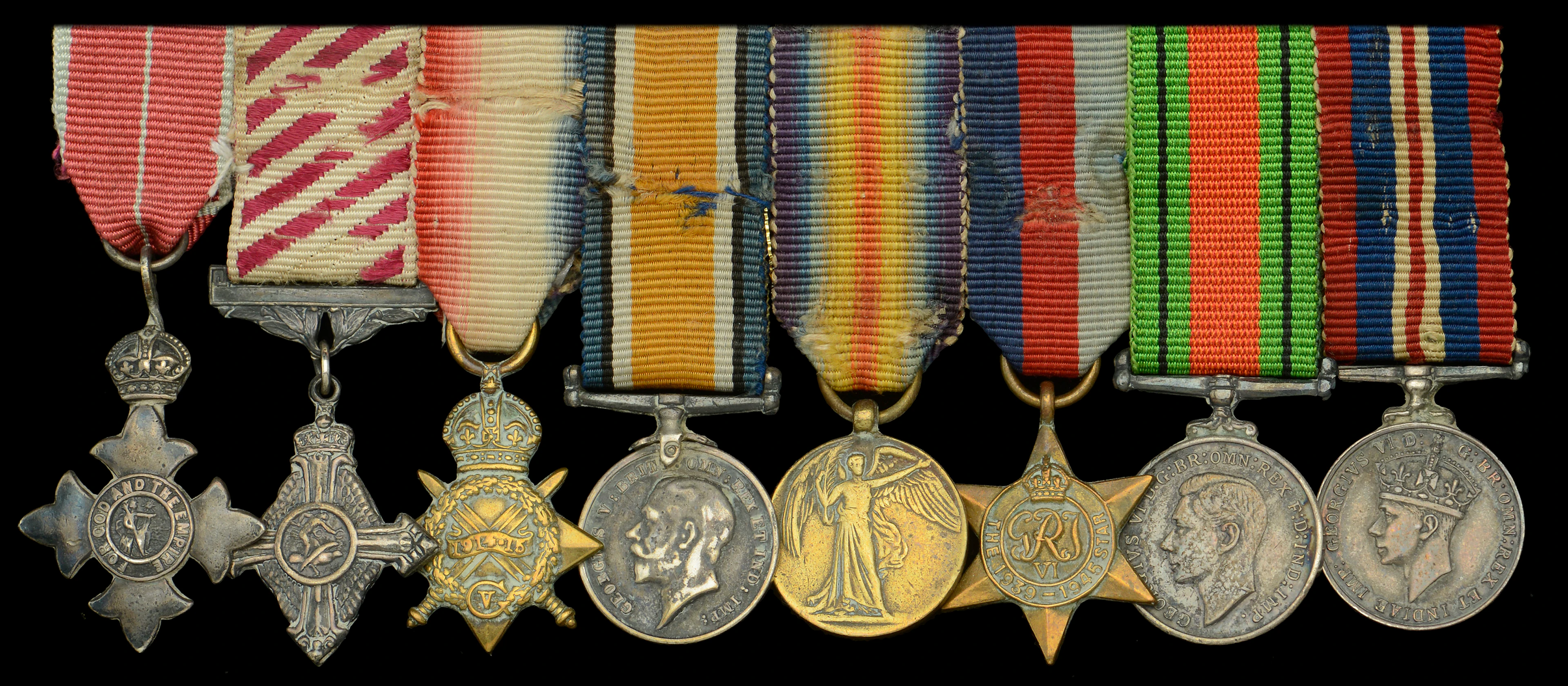 A Great War M.B.E., A.F.C. mounted group of eight miniature dress