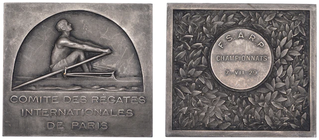 FRANCE, Aviron [Rowing], 1930, a plated bronze award plaque by É.-C.