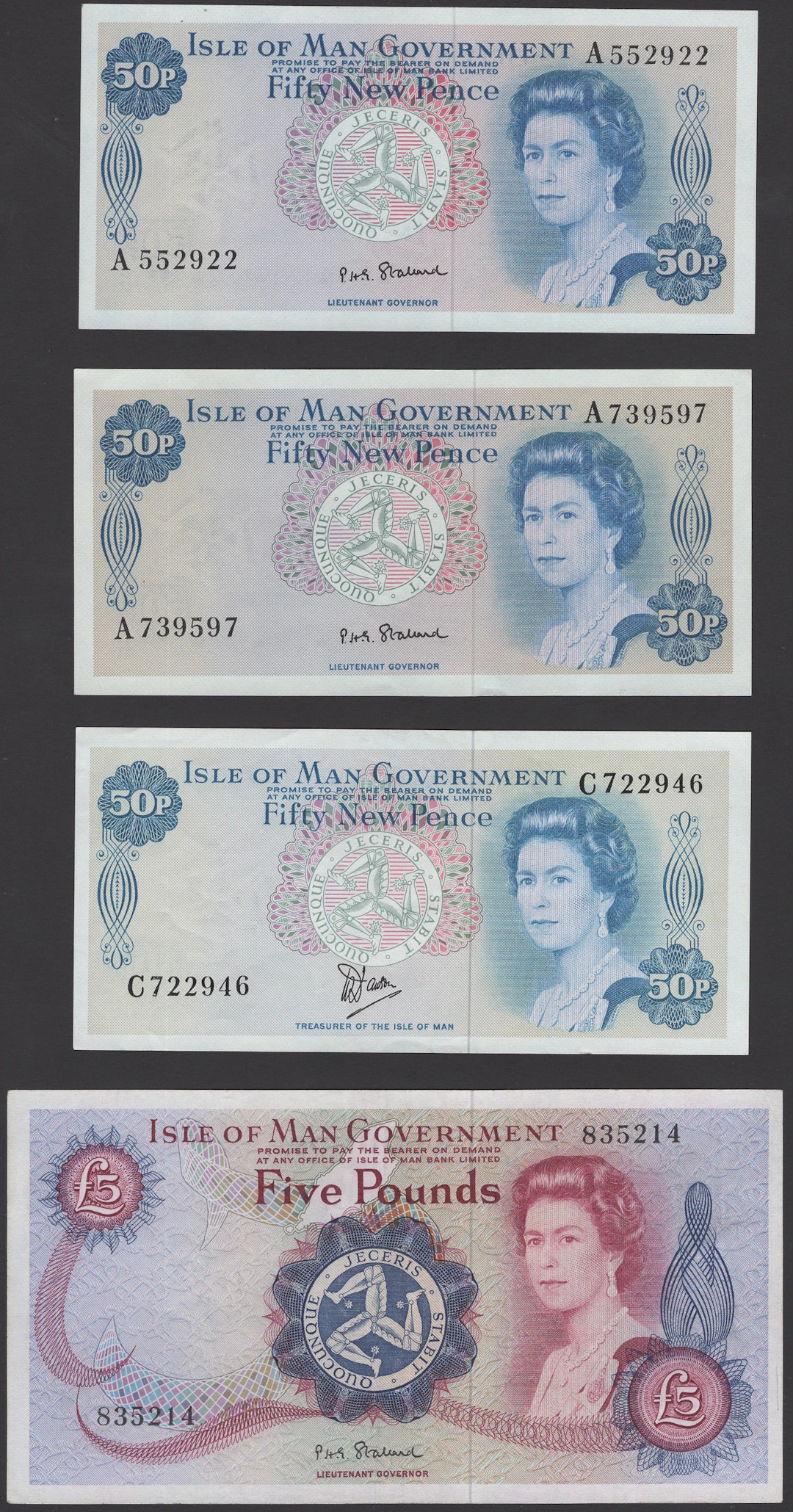 Isle of Man Government, P.H.G. Stallard, 50 Pence (2), ND (1972)