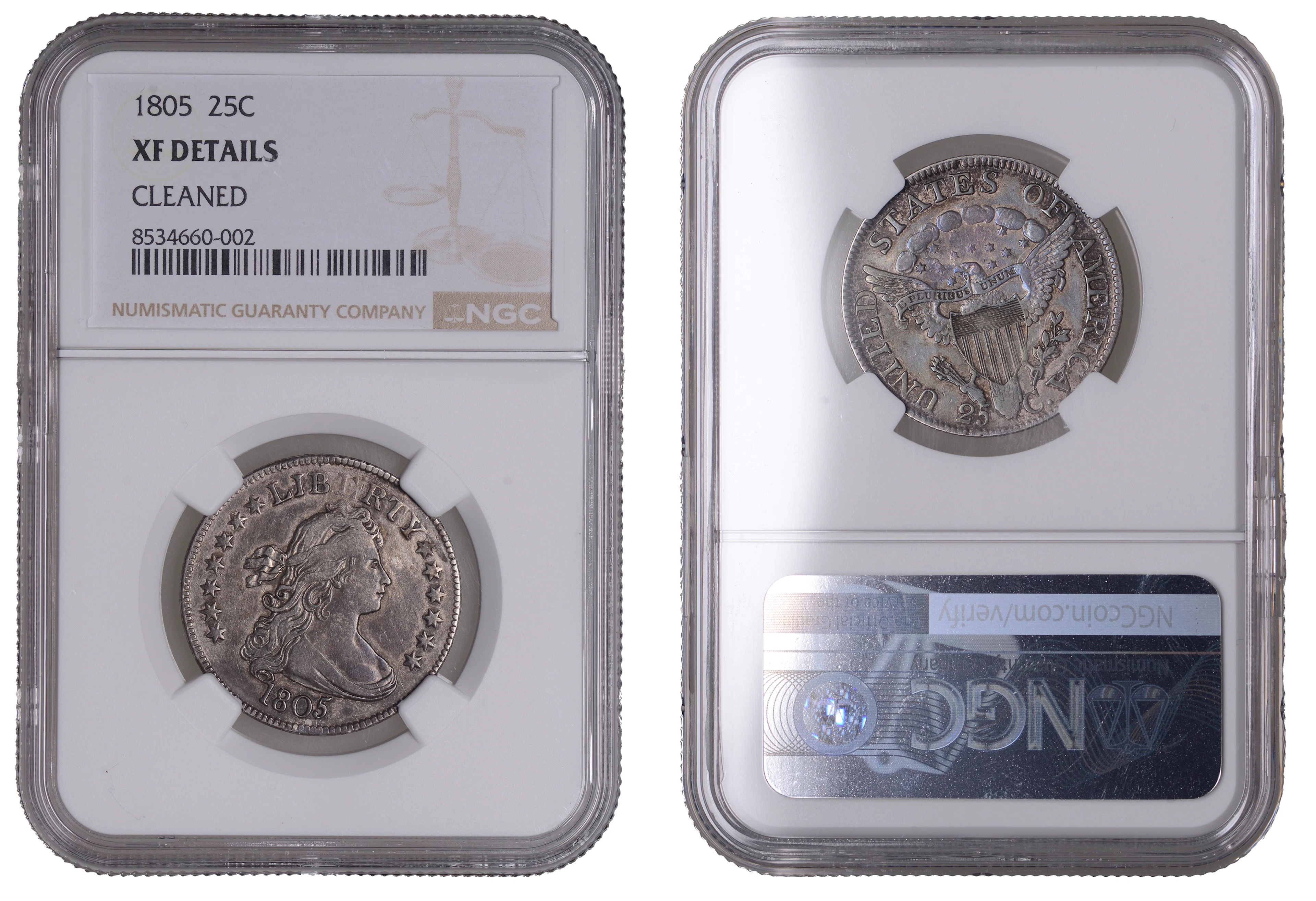United States of America, Quarter Dollar, 1805, reads lib rty (KM