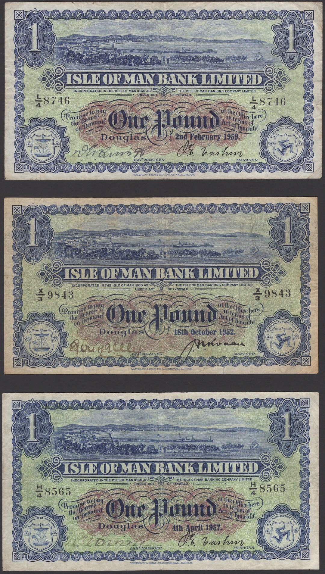 Isle of Man Bank Limited, £1 (3), 18 October 1952, serial number X/3