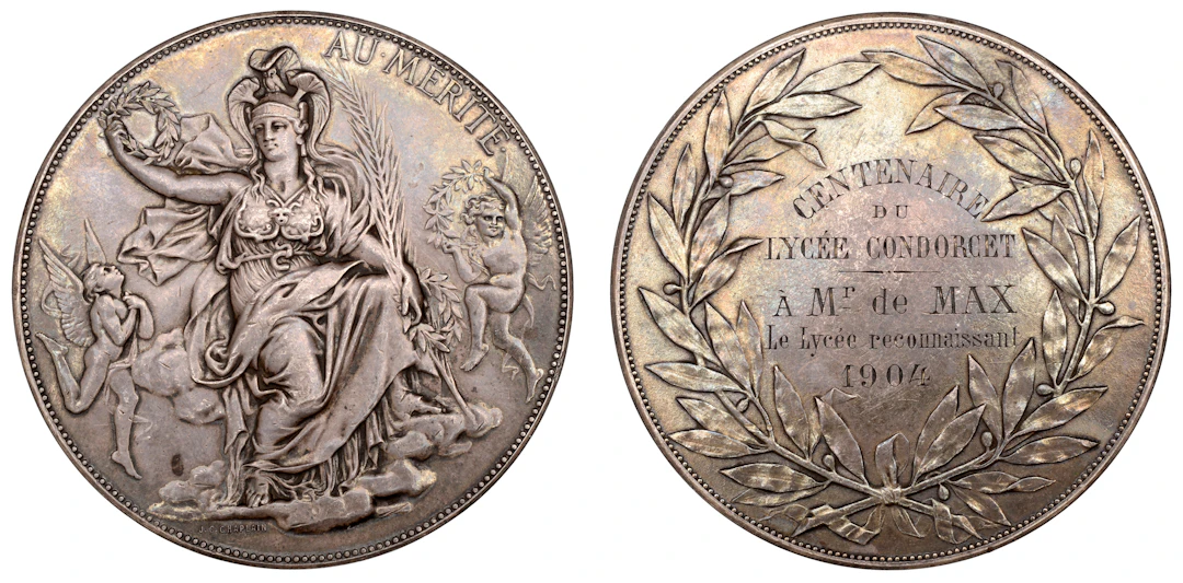 France, Au Mérite, an silver award medal by Chaplain and Dubois, Athena