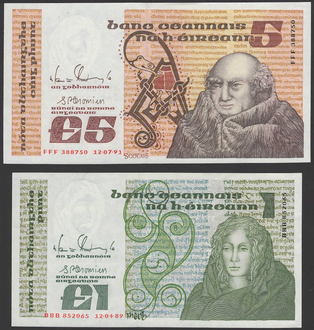 Central Bank of Ireland, replacement £1, 12 April 1989, serial number