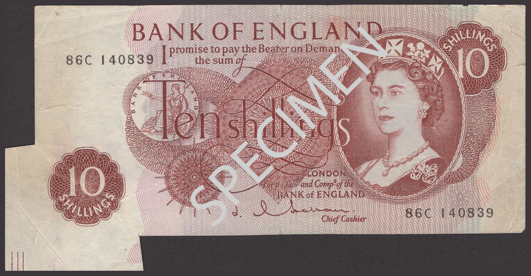 ERROR: Bank of England, Jasper Q. Hollom, 10 Shillings, 4 April 1963