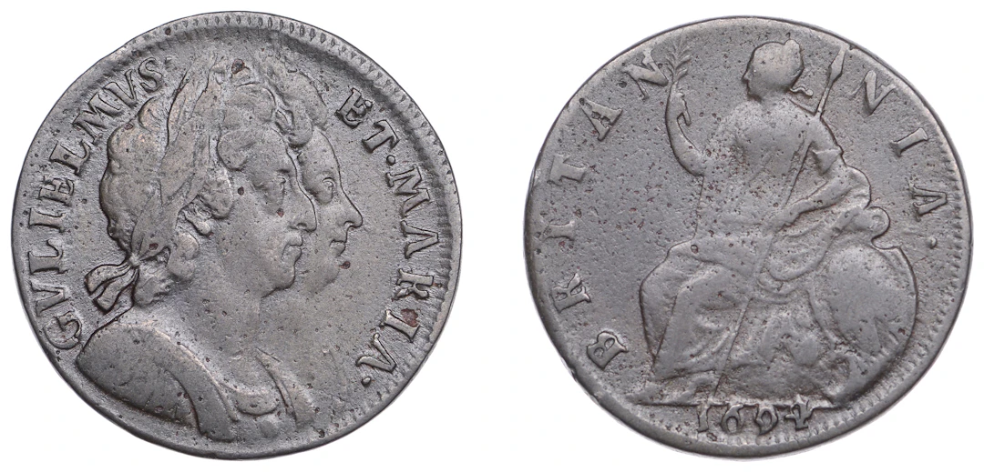 William and Mary (1688-1694), Halfpenny, 1694, as in maria with weak