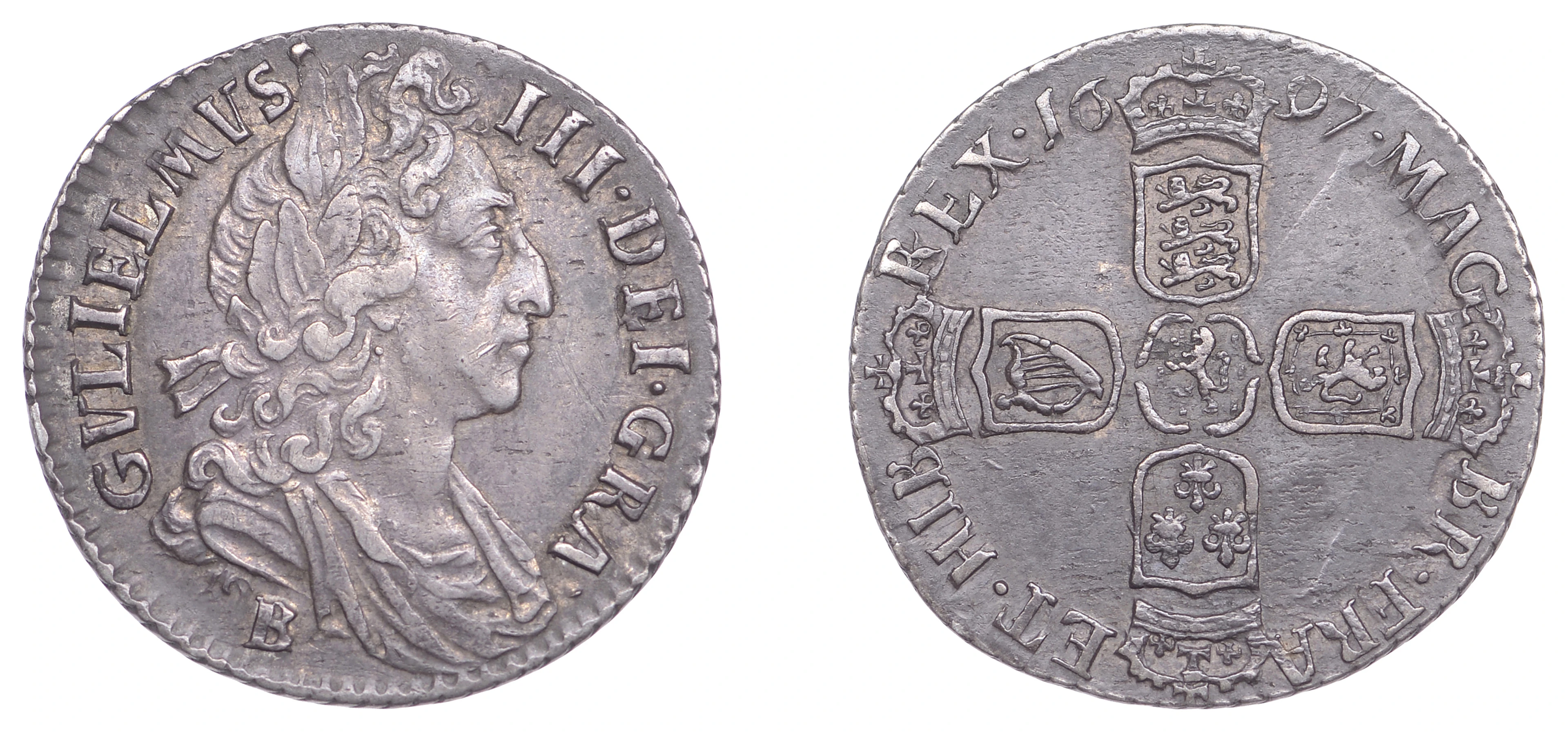 William III (1694-1702), Sixpence, 1697, third bust, large crowns