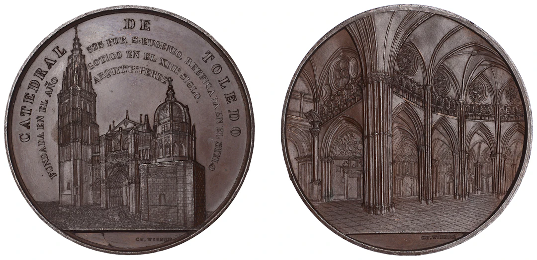 PORTUGAL, Catedral de Toledo [Toledo Cathedral], 1867, a copper medal