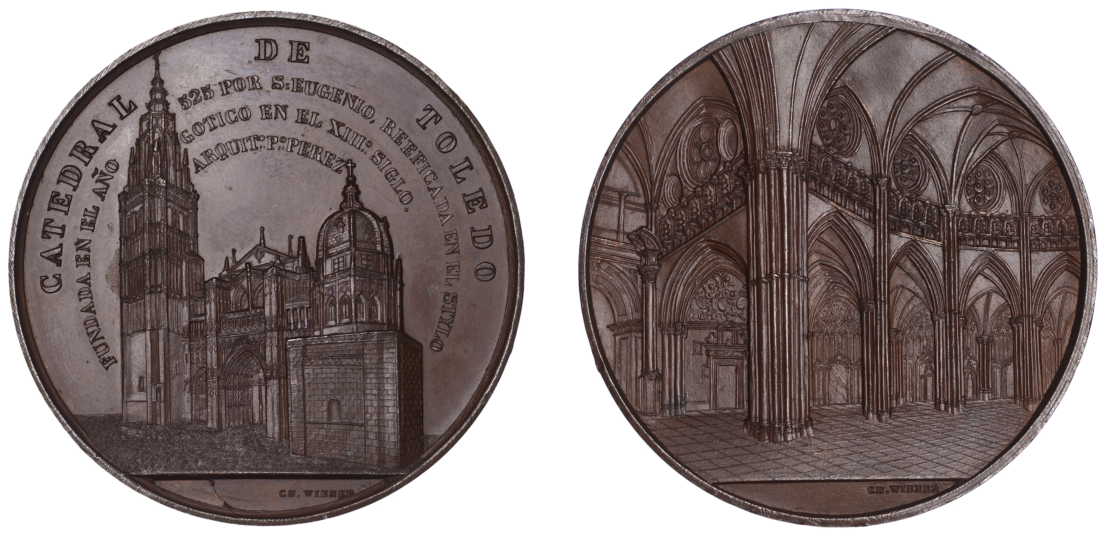 PORTUGAL, Catedral de Toledo [Toledo Cathedral], 1867, a copper medal