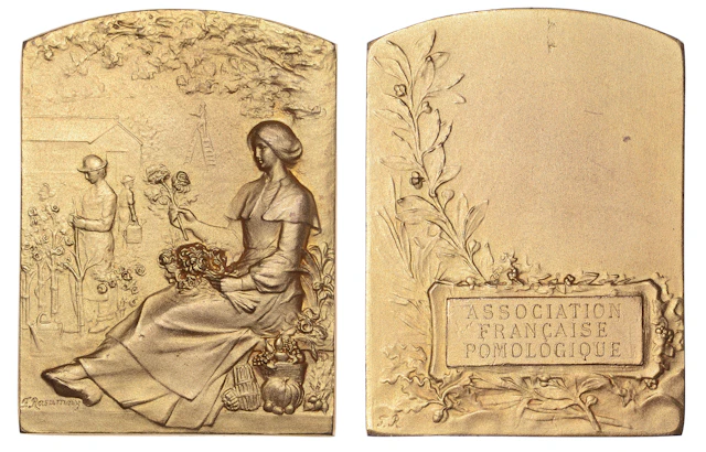 FRANCE, Horticulture, c. 1900, an Art Nouveau gilt-bronze award plaque