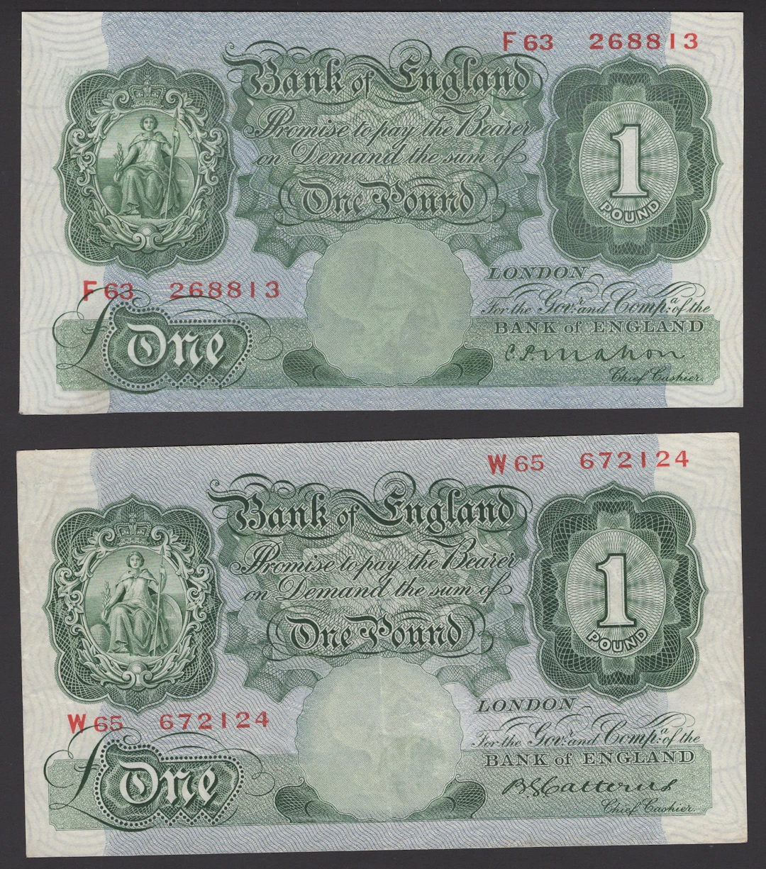 Bank of England, Cyril P. Mahon, £1, 22 November 1928, serial number