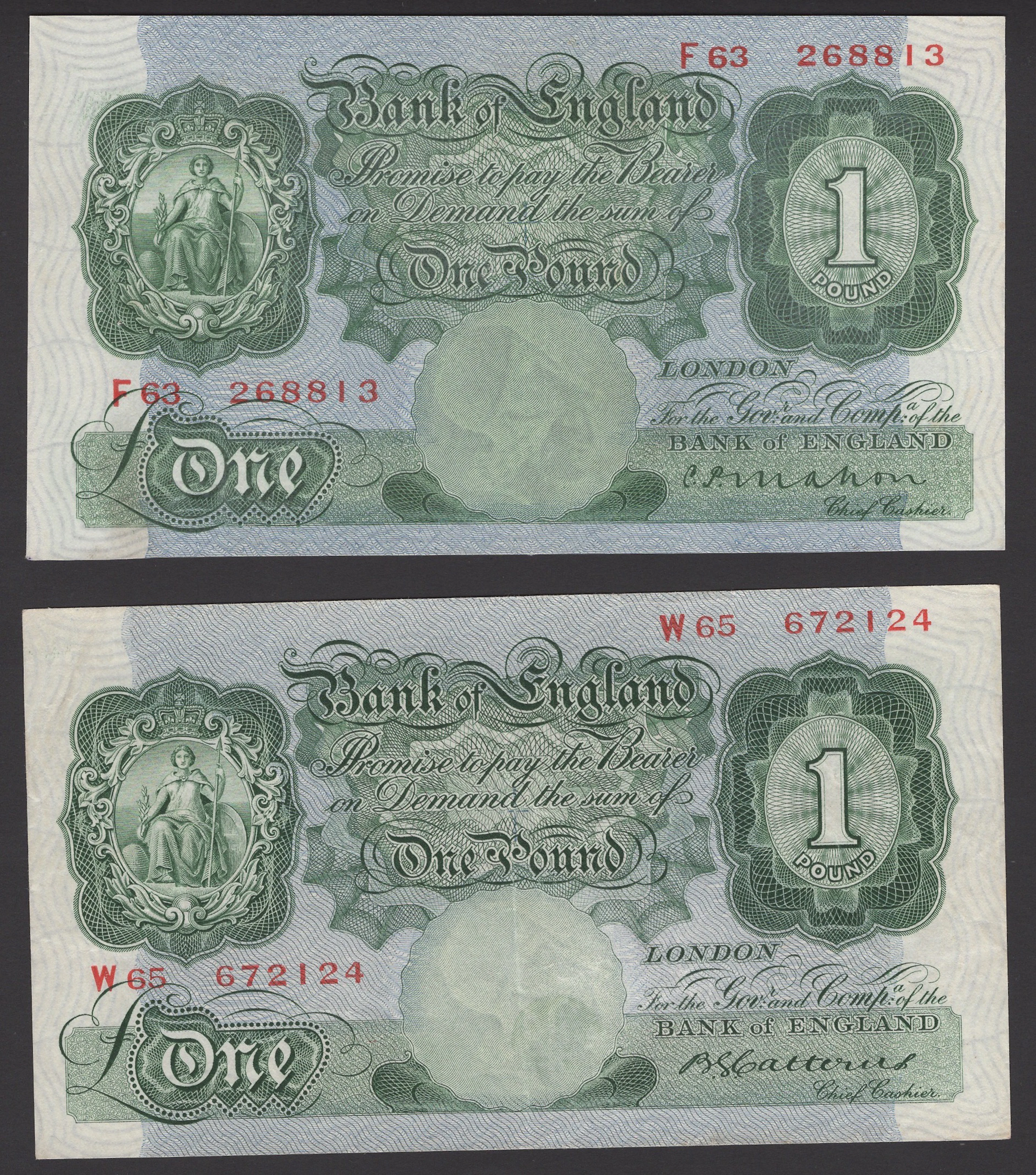 Bank of England, Cyril P. Mahon, £1, 22 November 1928, serial number