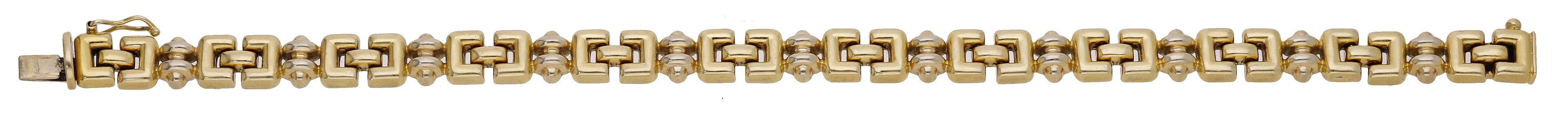 A fancy-link bracelet by Cenzi, of interlocking design, Italian assay