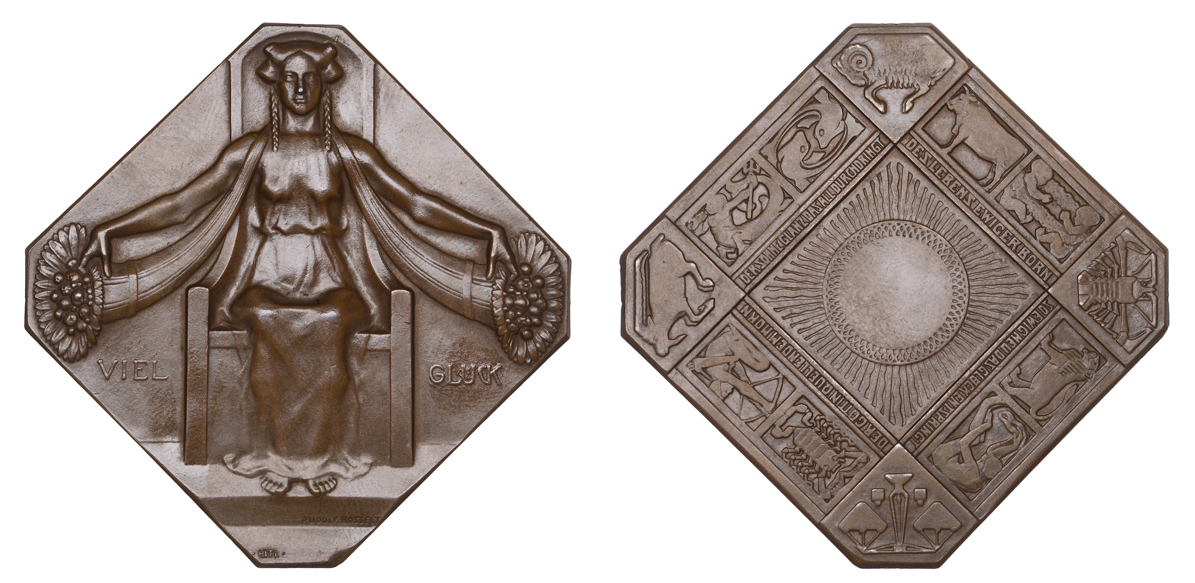 GERMANY, Viel Glück [Good Luck], 1906, an octagonal bronze plaque