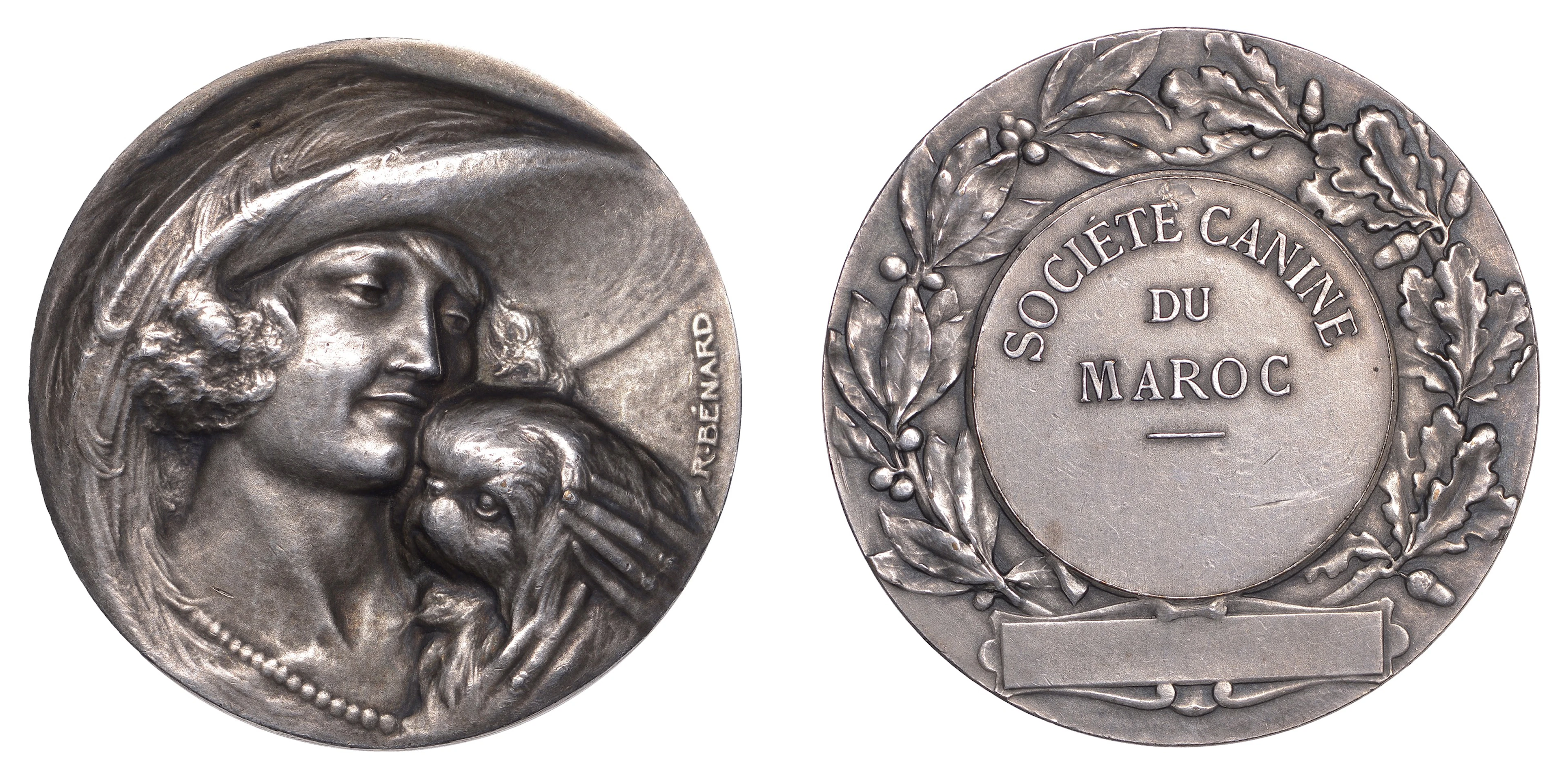 MOROCCO, Société Canine du Maroc, c. 1935, a plated bronze award medal