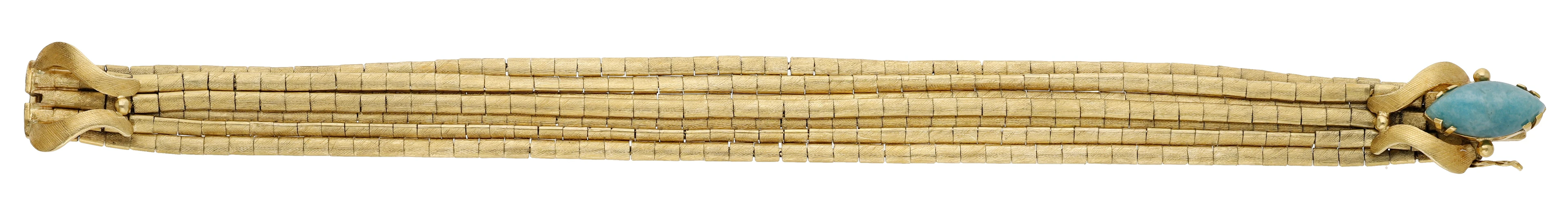 A bracelet by Pavani Dario, circa 1960, the textured multi-row bracelet