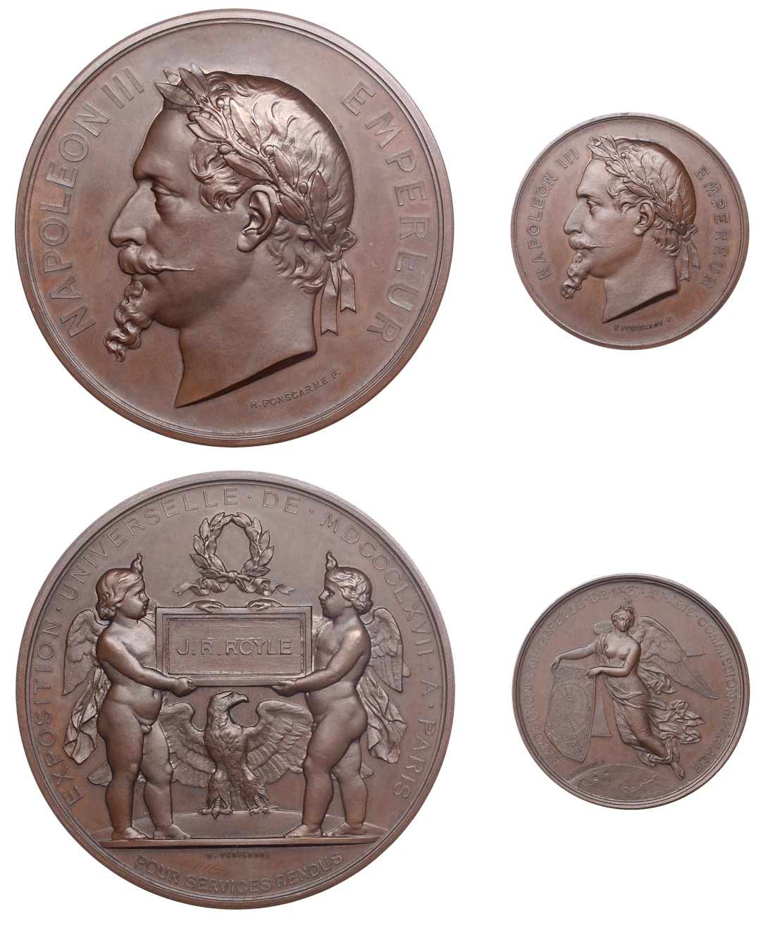 France, Exposition Universelle, Paris, 1867, a set of bronze medals