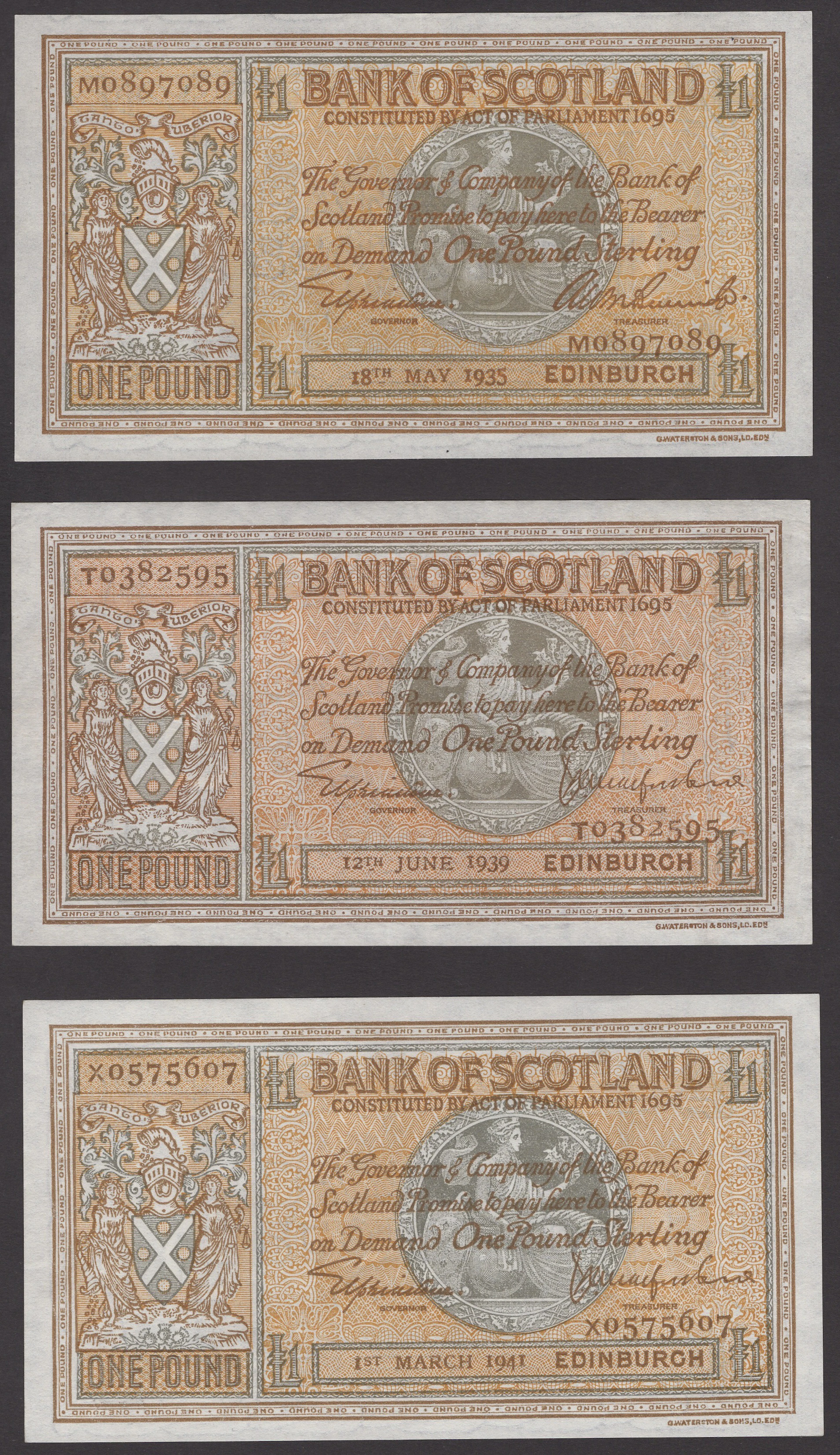 Bank of Scotland, £1 (4), 1935, 1939, 1941 and 1943, original paper