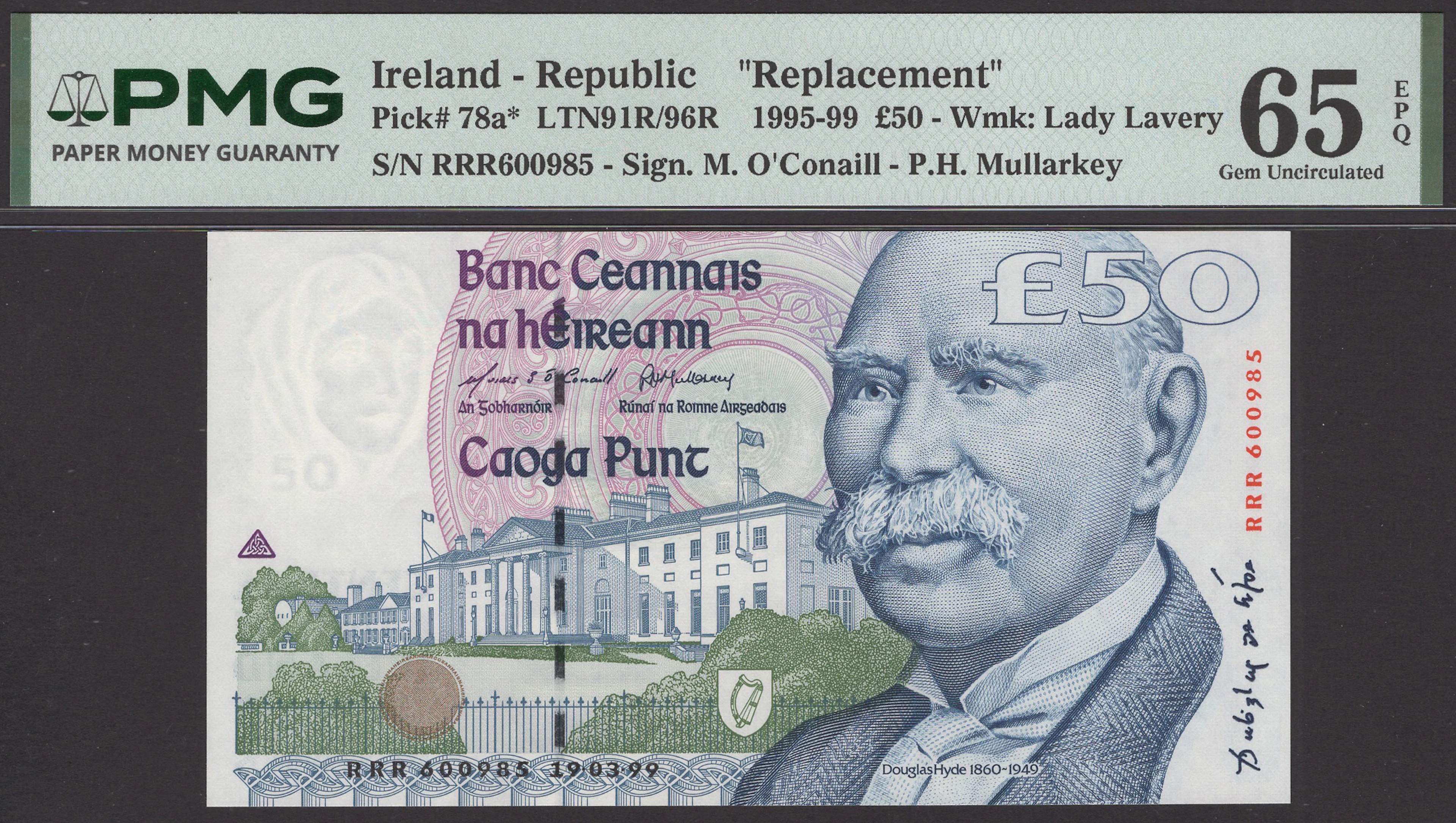 Central Bank of Ireland, replacement £50, 19 March 1999, serial number