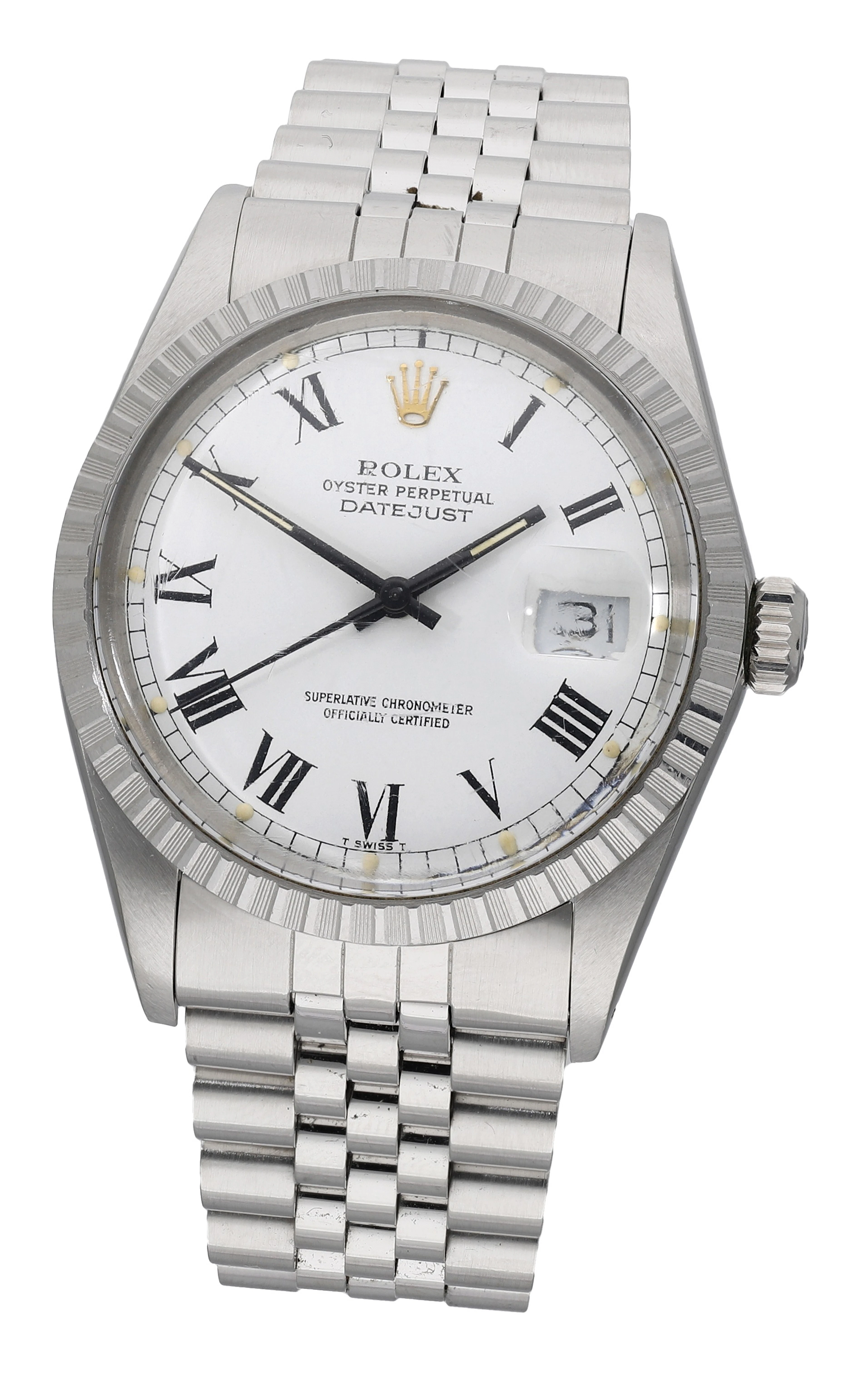 Rolex. A stainless steel automatic wristwatch with date and bracelet