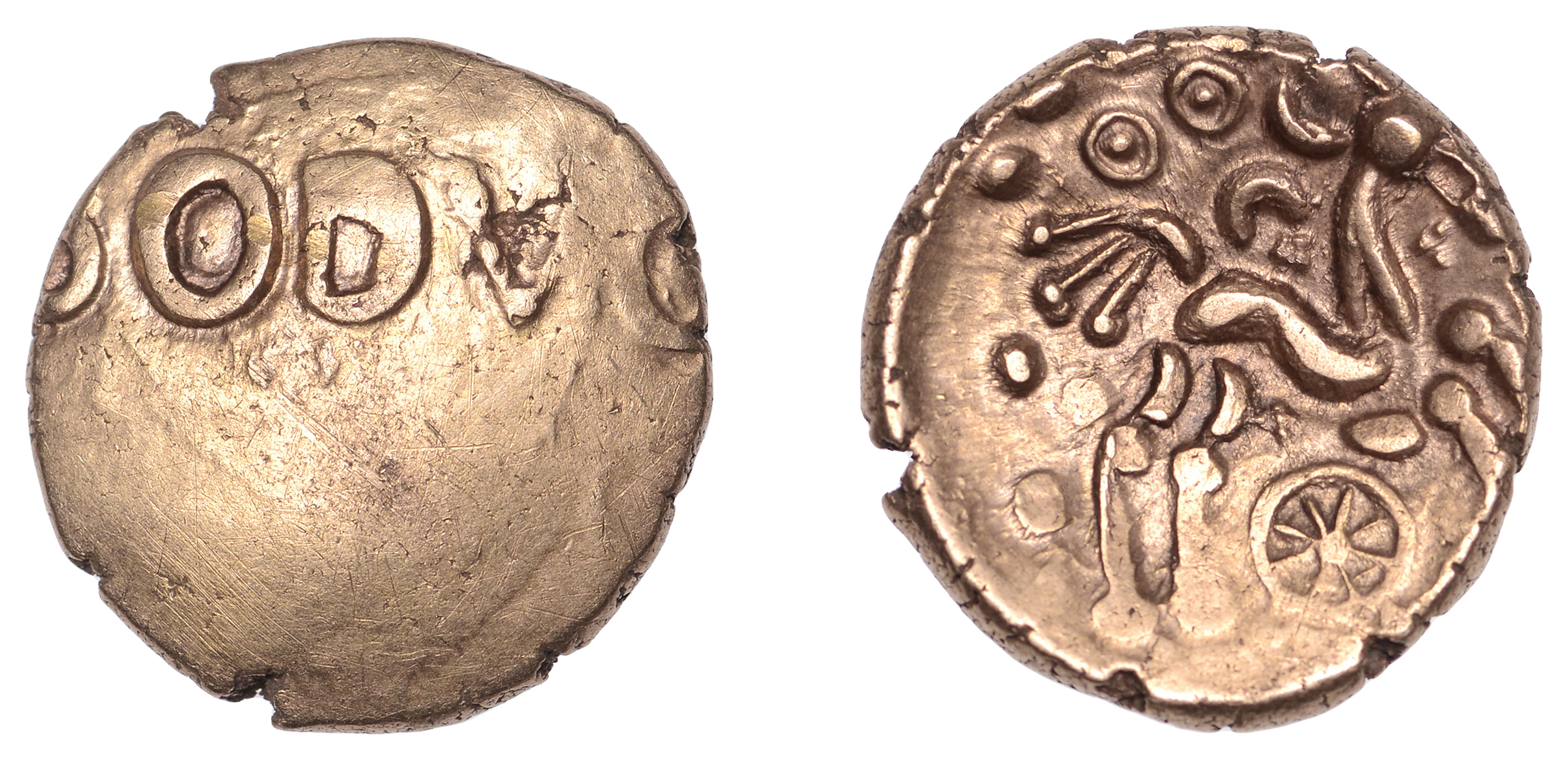 British Iron Age, DOBUNNI, Boduoc (c. 25-5 BC): gold Stater, Bold