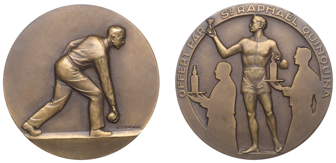 FRANCE, Boules [Bowls], 1930, a bronze award medal by G. Contaux for