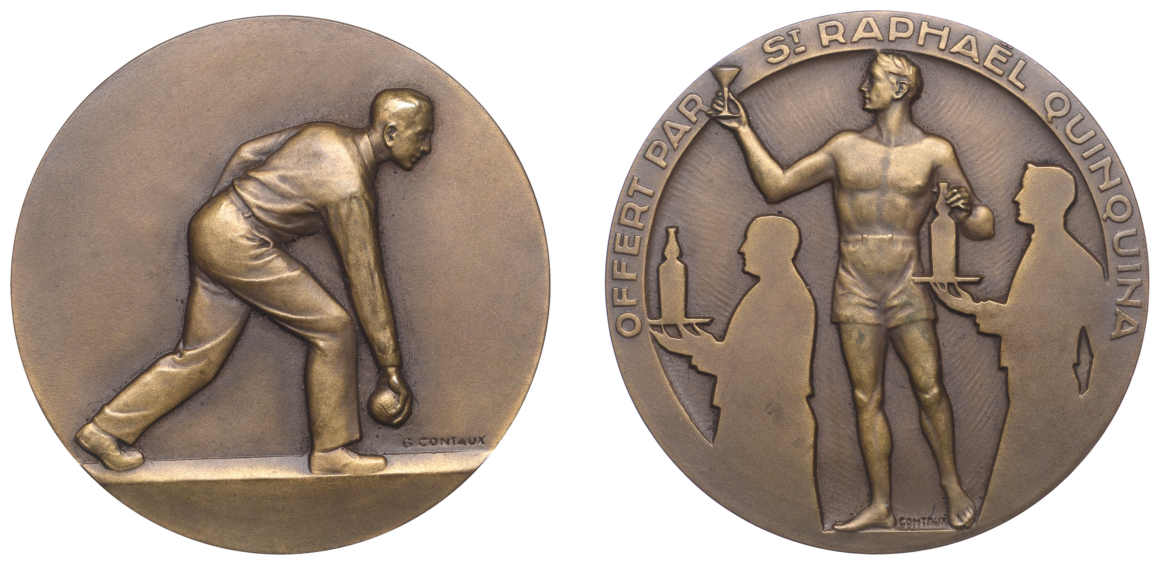 FRANCE, Boules [Bowls], 1930, a bronze award medal by G. Contaux for