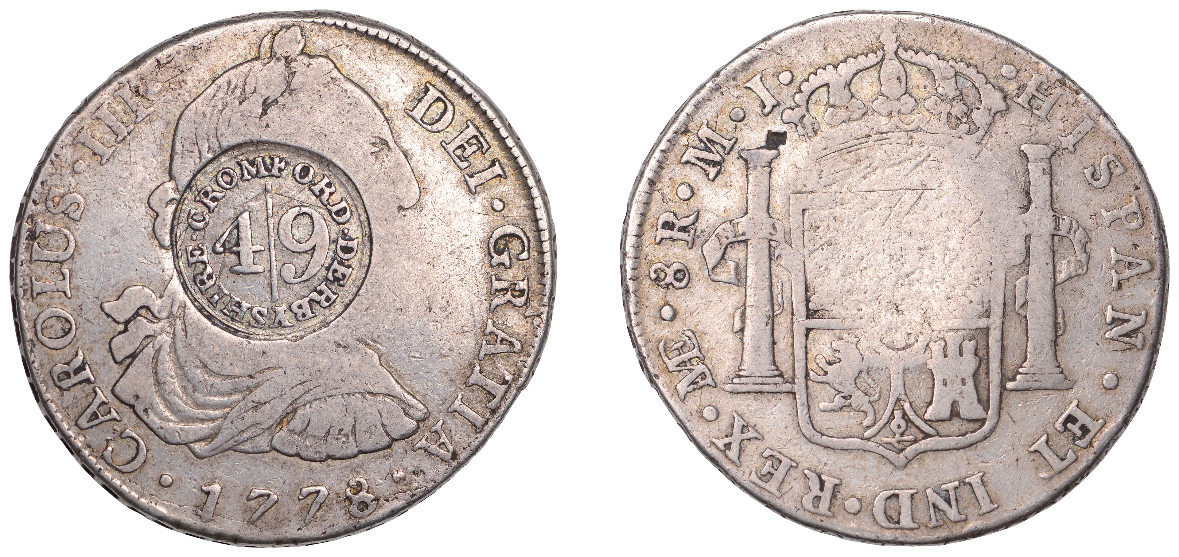 England, Cromford (Derbyshire), a PERU, Charles III, 8 Reales, 1778mj