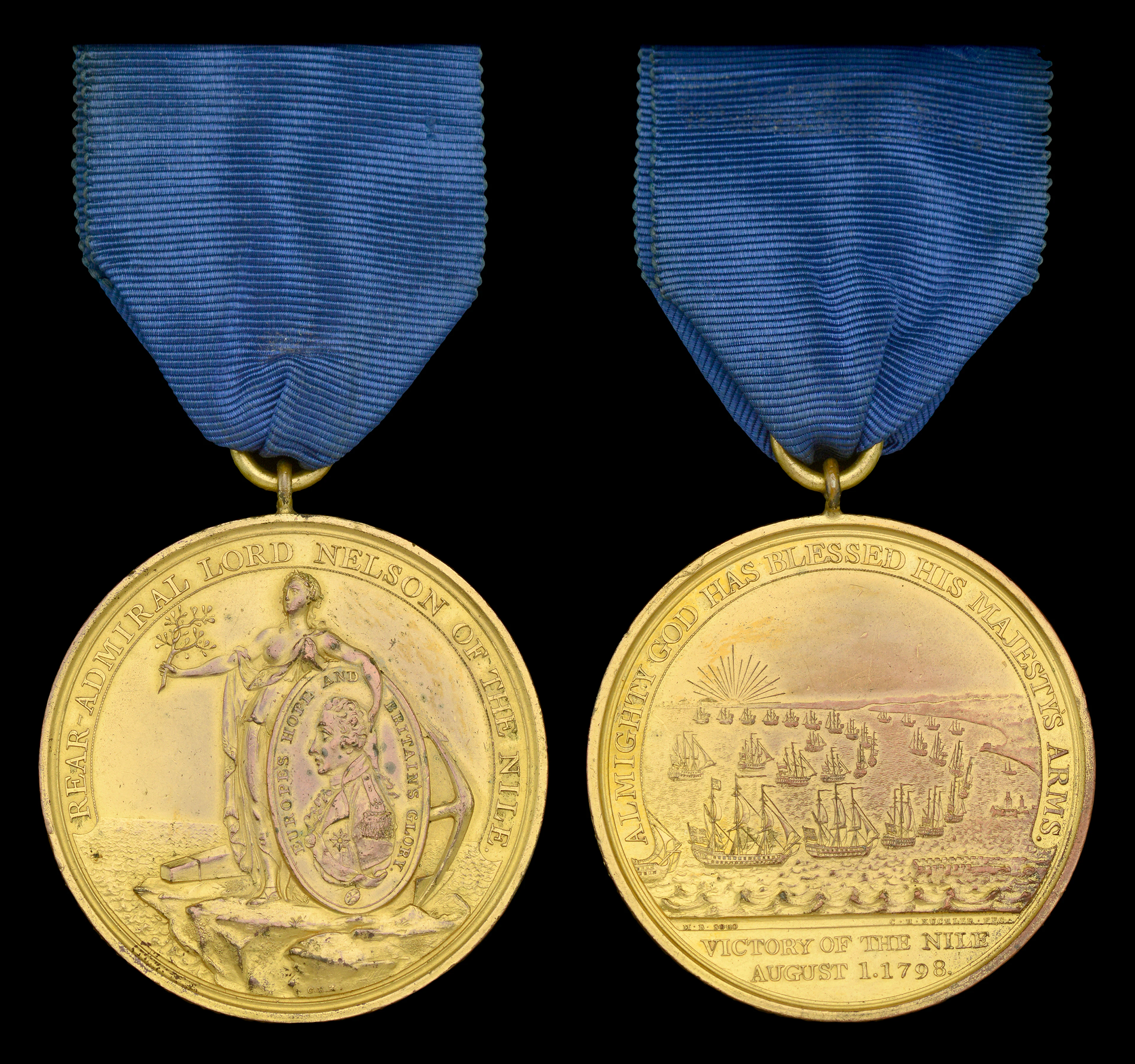 Alexander Davison’s Medal for The Nile 1798, bronze-gilt, fitted with