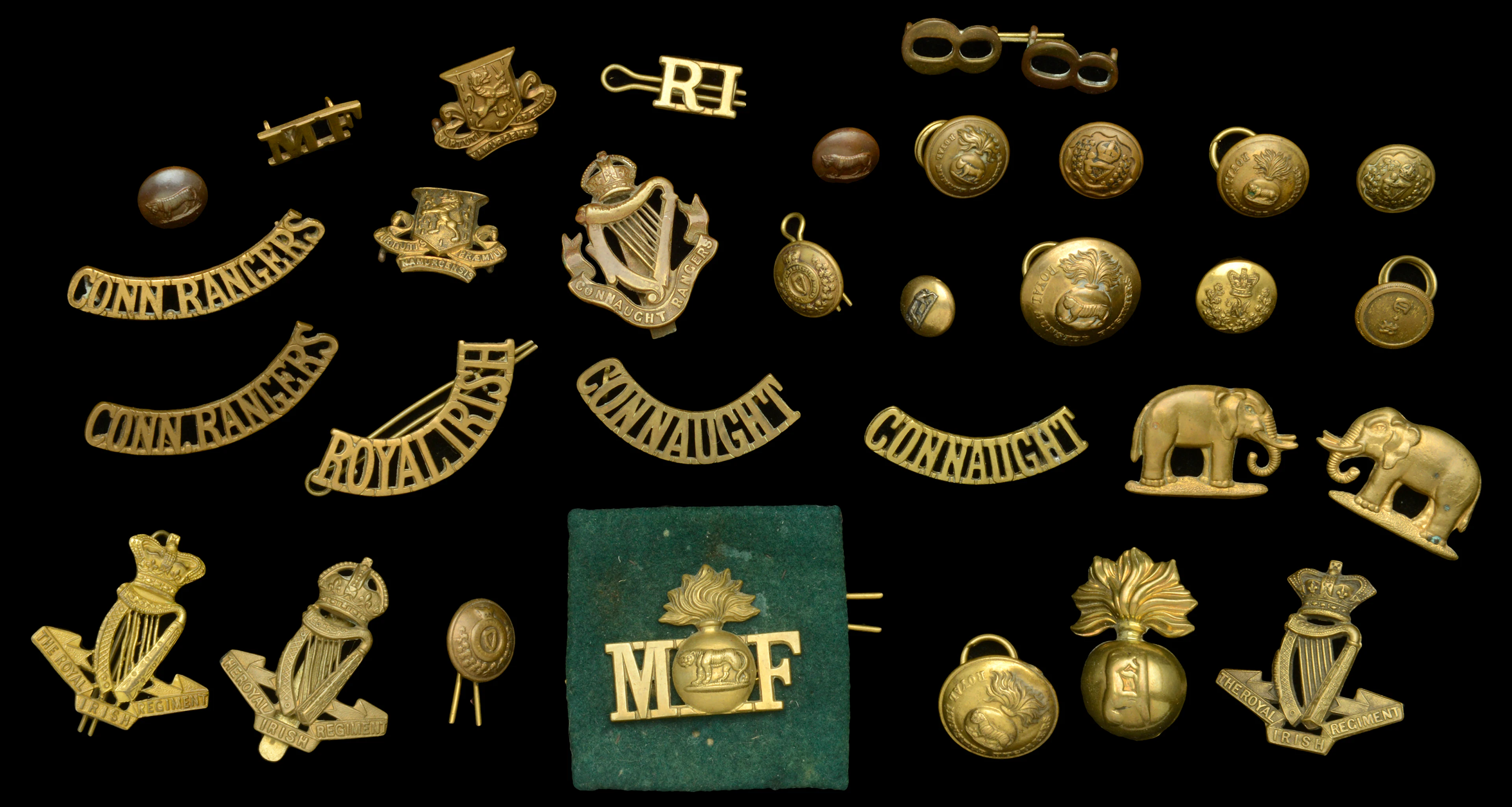 Assorted Irish Regimental Insignia. A good selection of Cap Badges