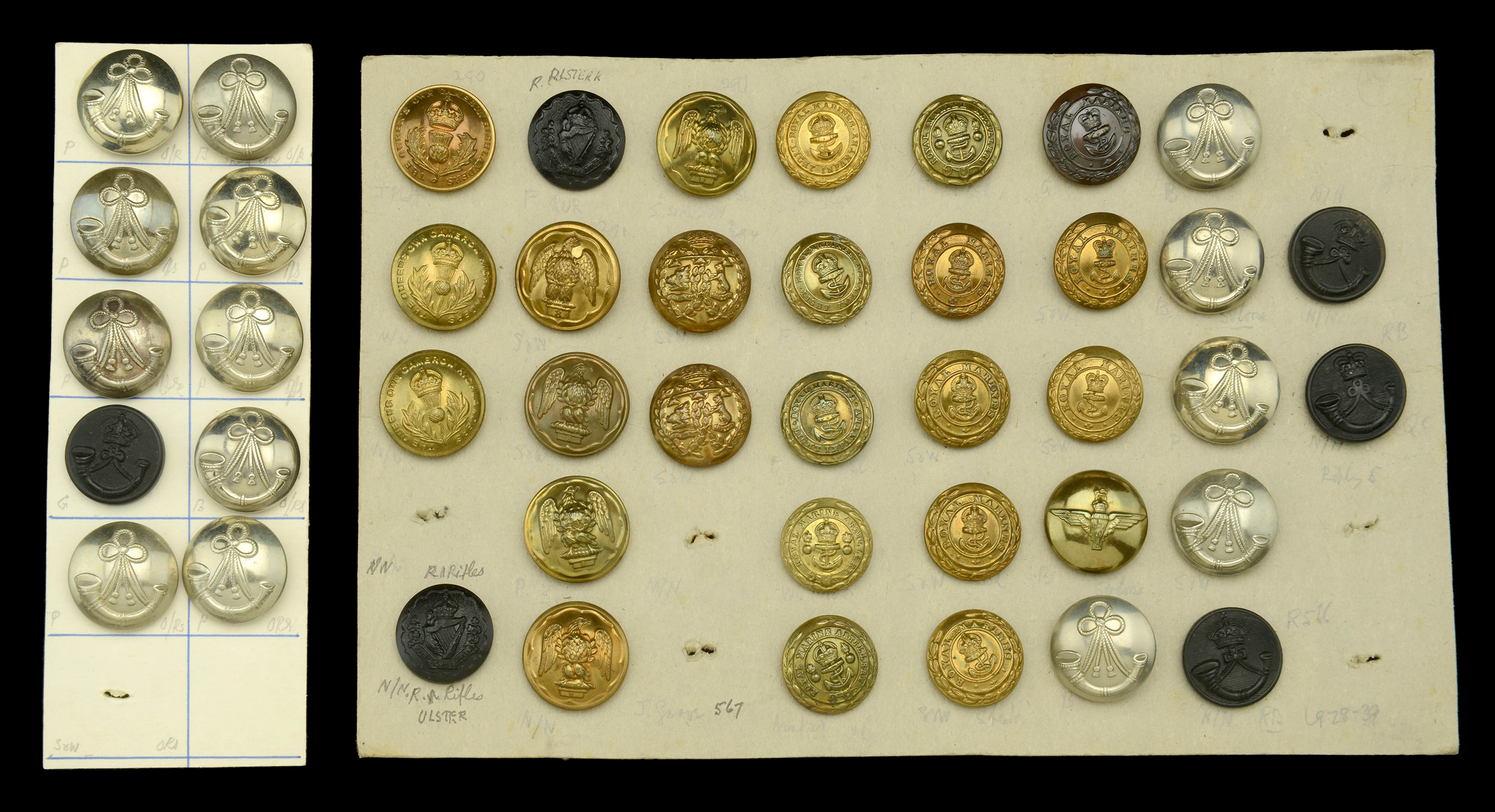 British Army Buttons. A very good and large selection of Other Ranks