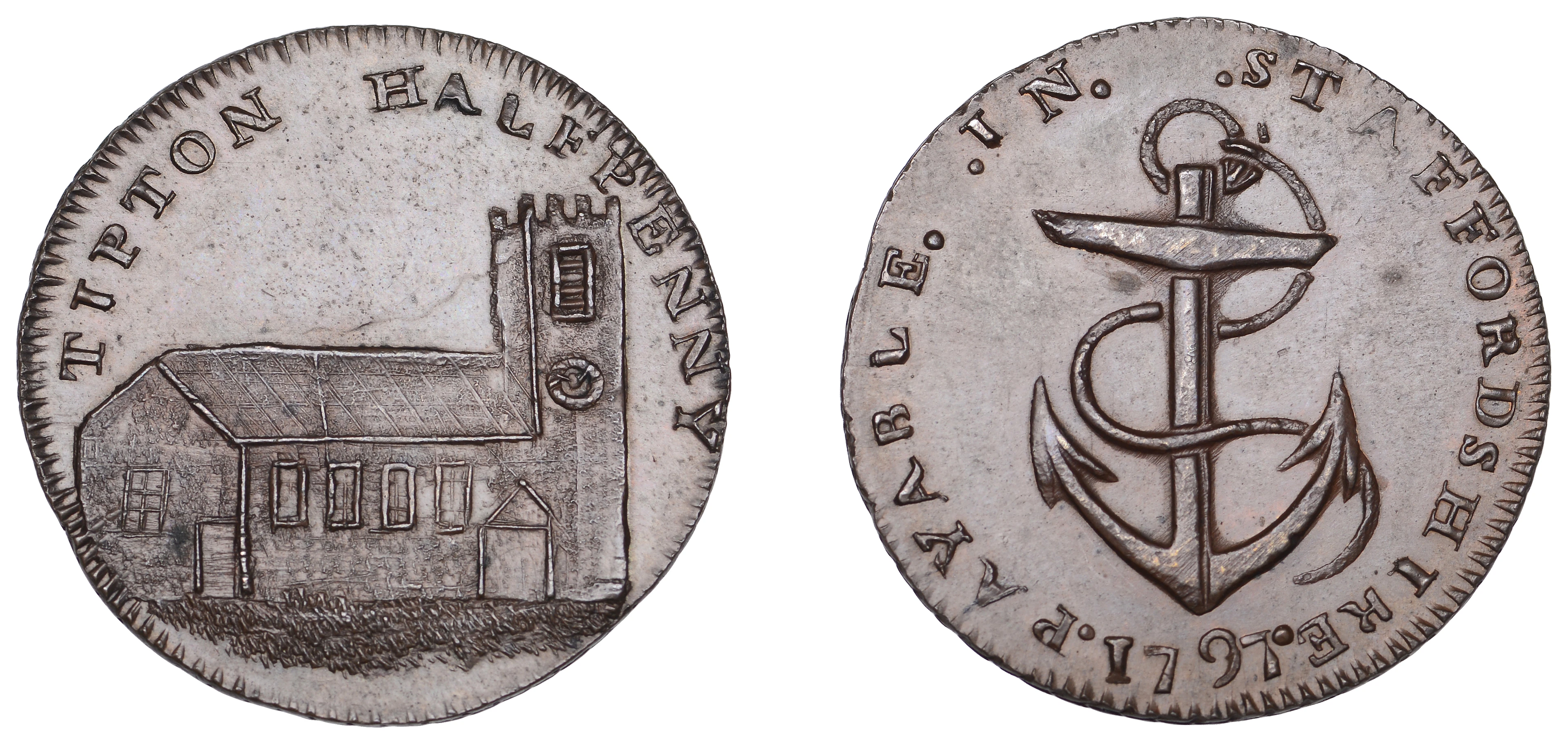 18th Century Tokens, STAFFORDSHIRE, Tipton, Prattent's Halfpenny