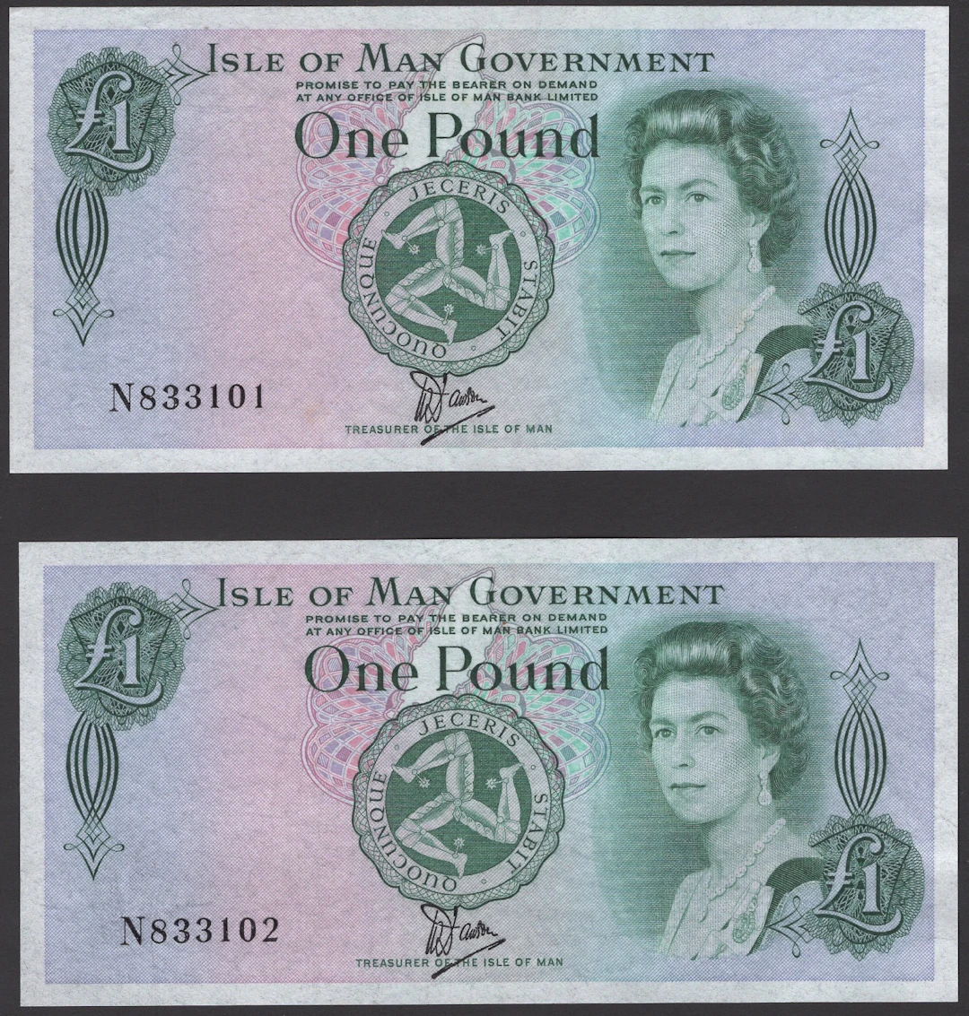 Isle of Man Government, W.Dawson, £1 (10), ND (1983), consecutive