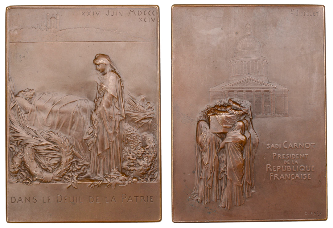 France, Funérailles de Carnot, Paris, 1894, a bronze plaque by L.-O.