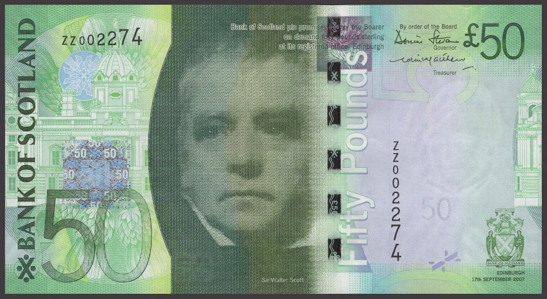 Bank of Scotland, replacement £50, 17 September 2007, serial number