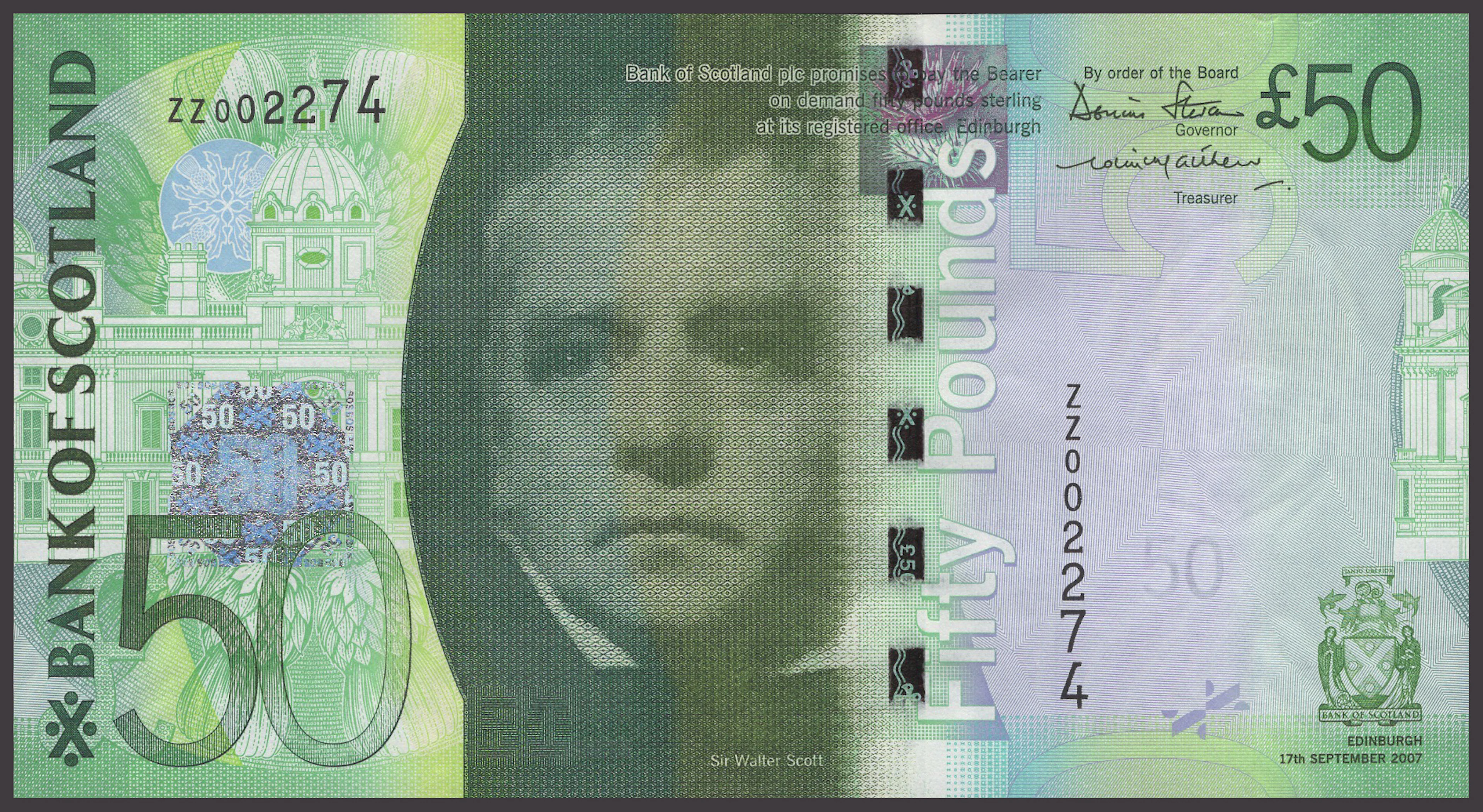 Bank of Scotland, replacement £50, 17 September 2007, serial number