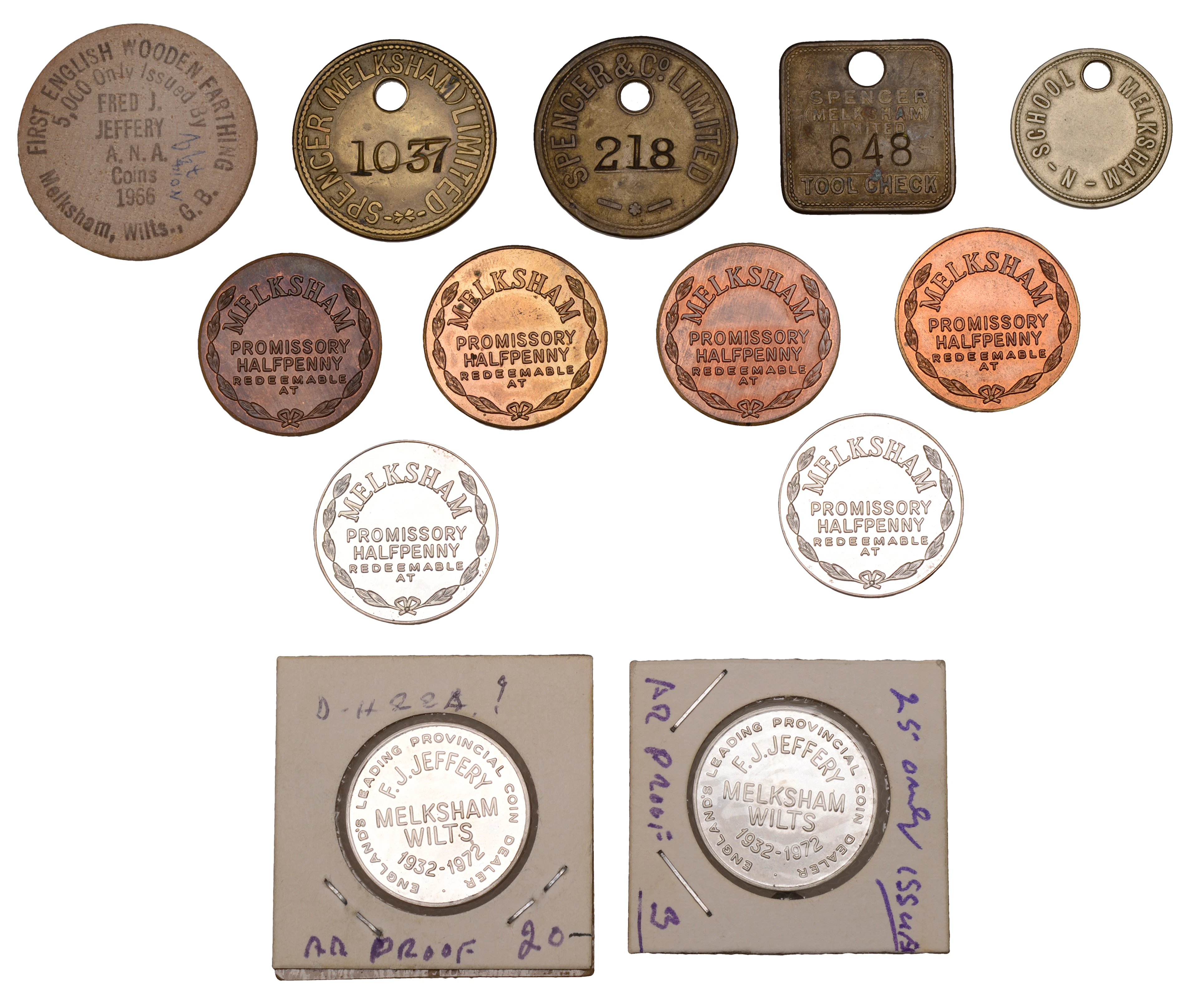 Miscellaneous Tokens and Checks, WILTSHIRE, Melksham, F[rederick]
