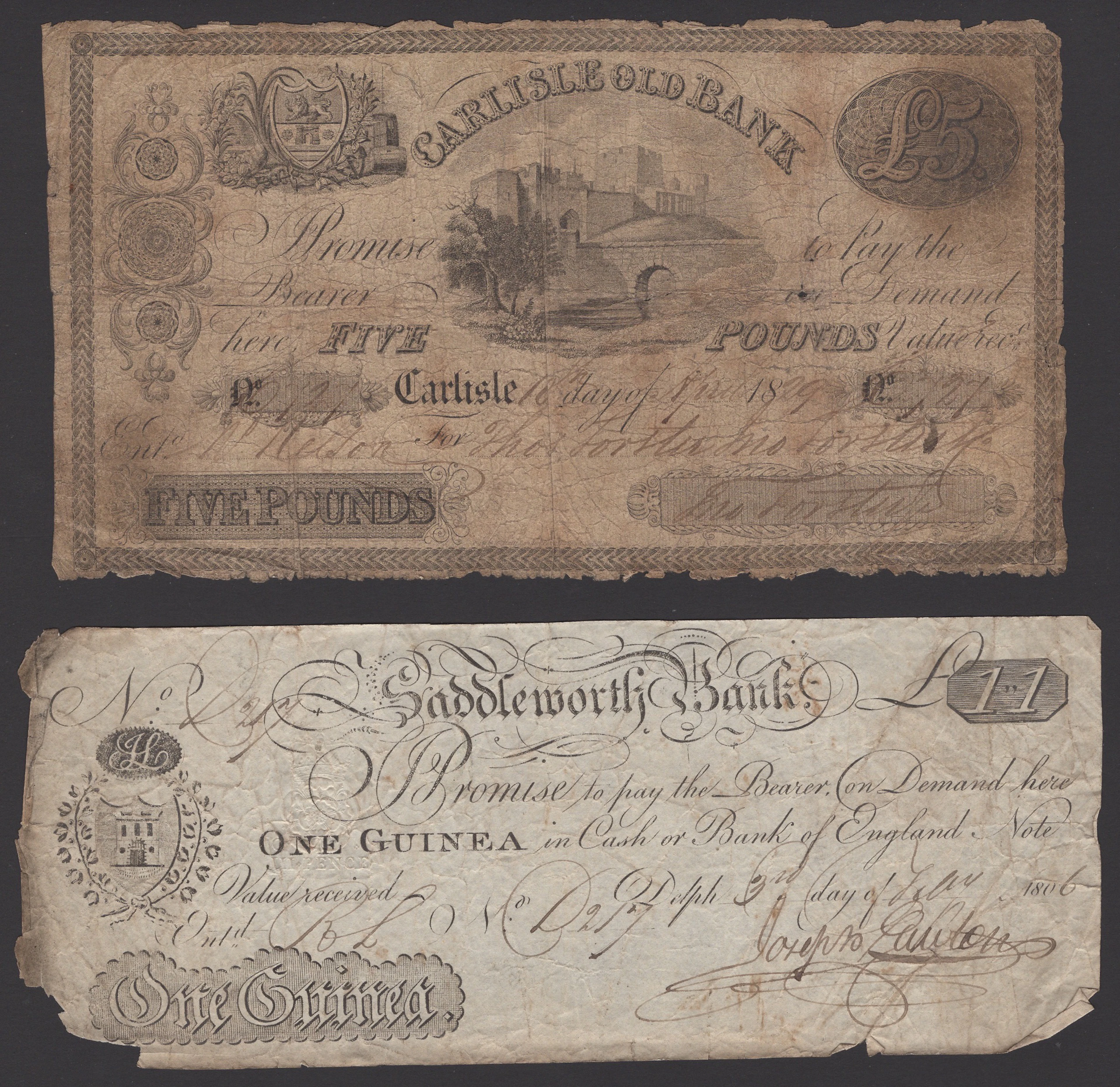 Carlisle Old Bank, for Thos. Foster and Jno. Forster, £5, 18 April