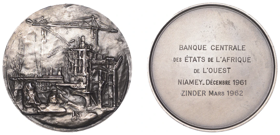 SENEGAL, Construction, 1955, a silver medal by R. Corbin adapted for
