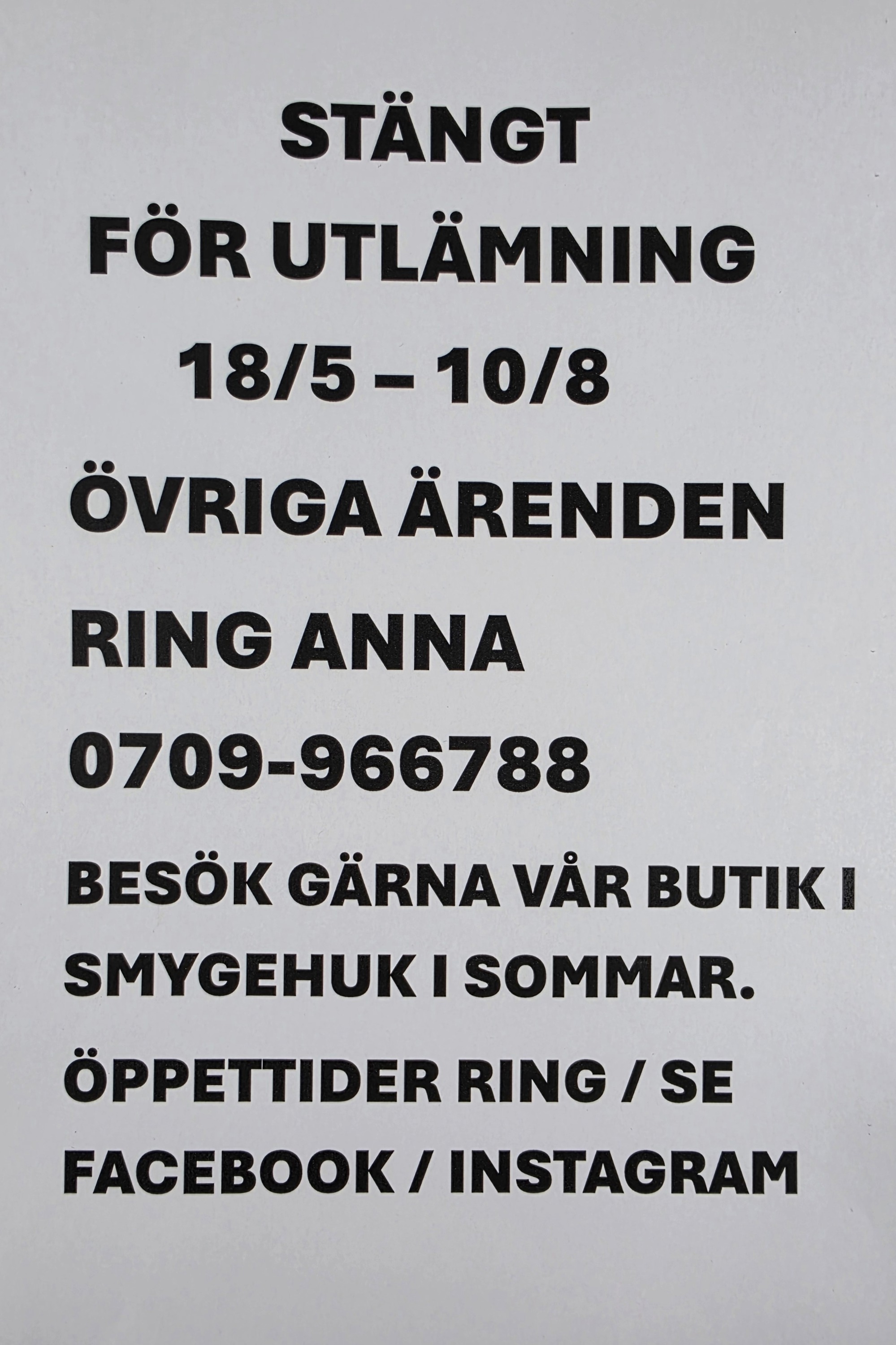 Sommarstängt