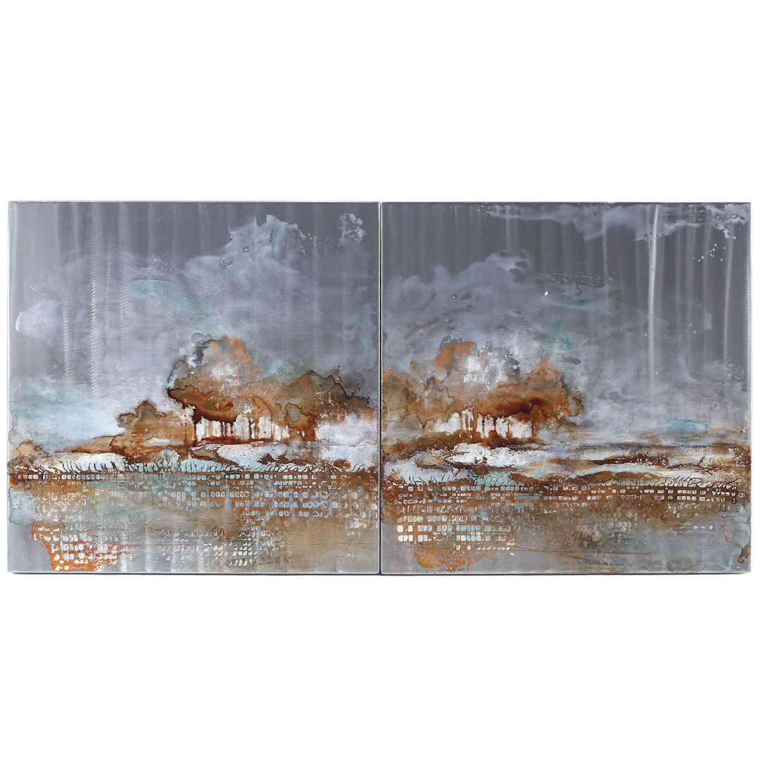 Dennis Carney. Distant Shores I & II, mixed media