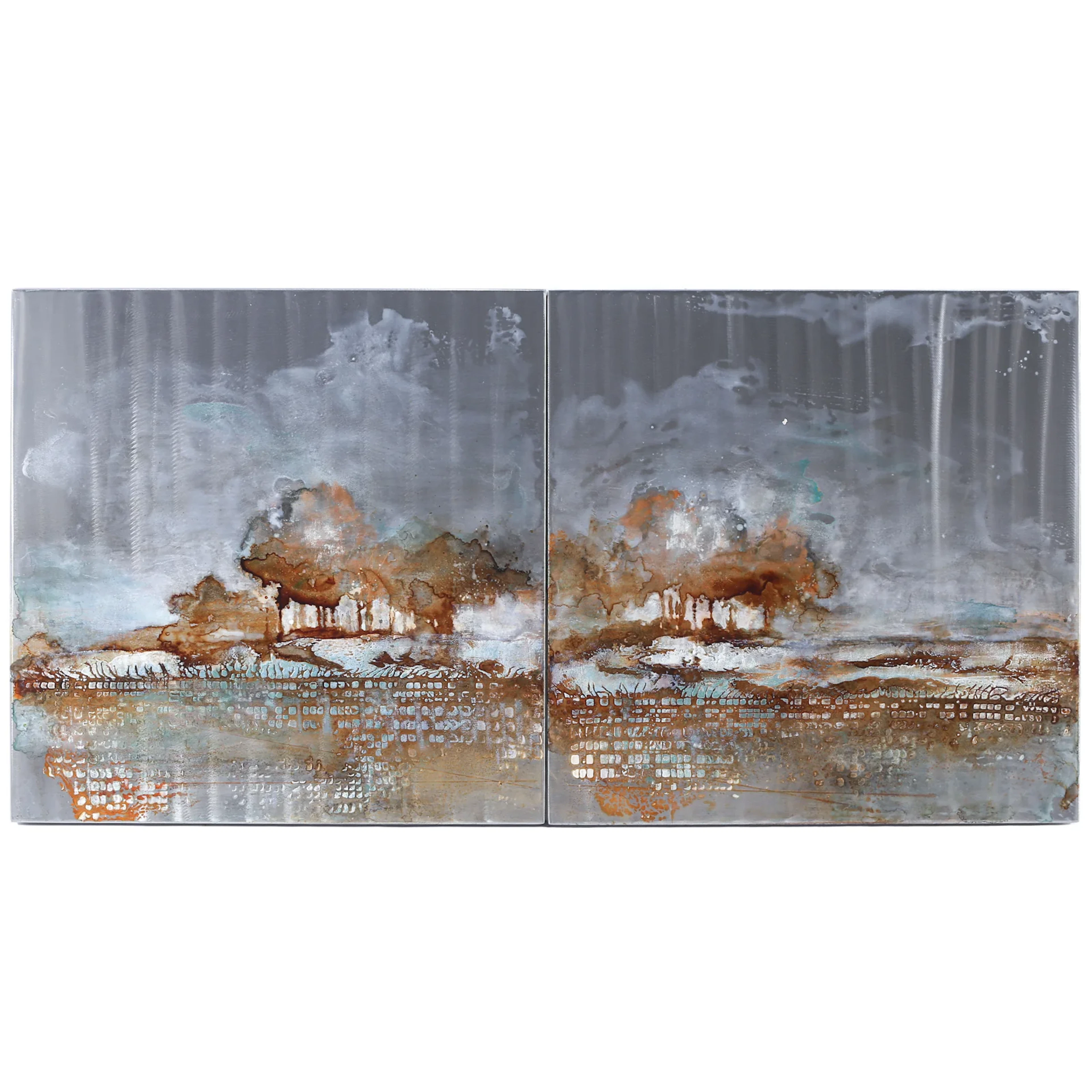 Dennis Carney. Distant Shores I & II, mixed media