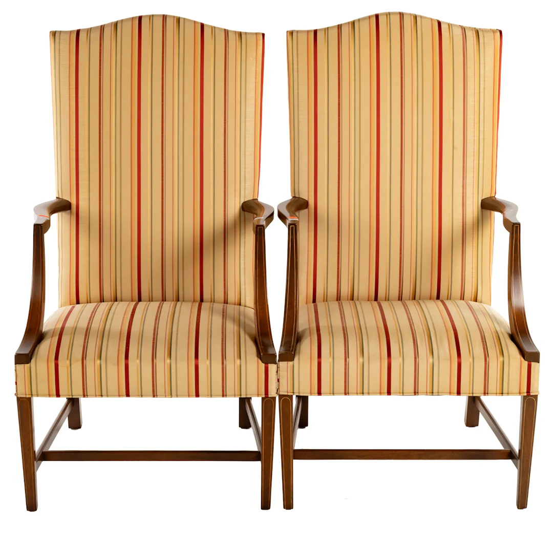 A Pair of Federal Style Mahogany Lolling Armchairs