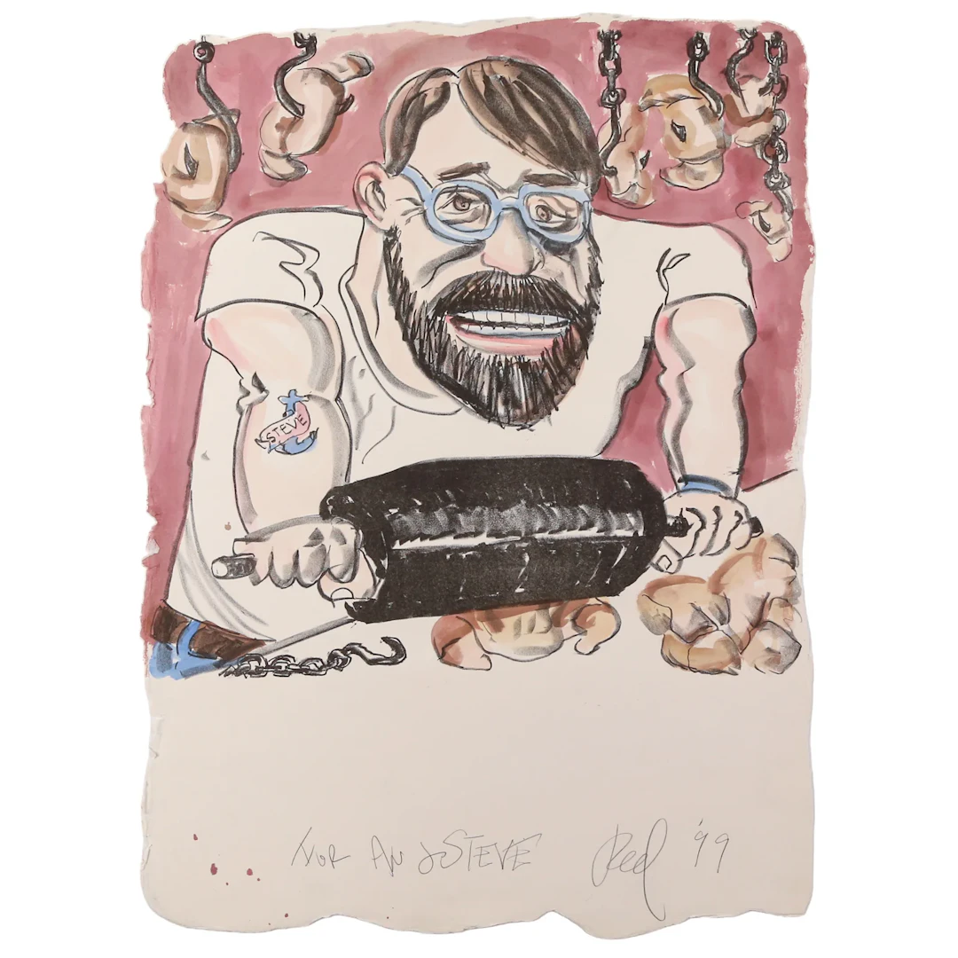 Red Grooms. "Croissant Crusher," lithograph