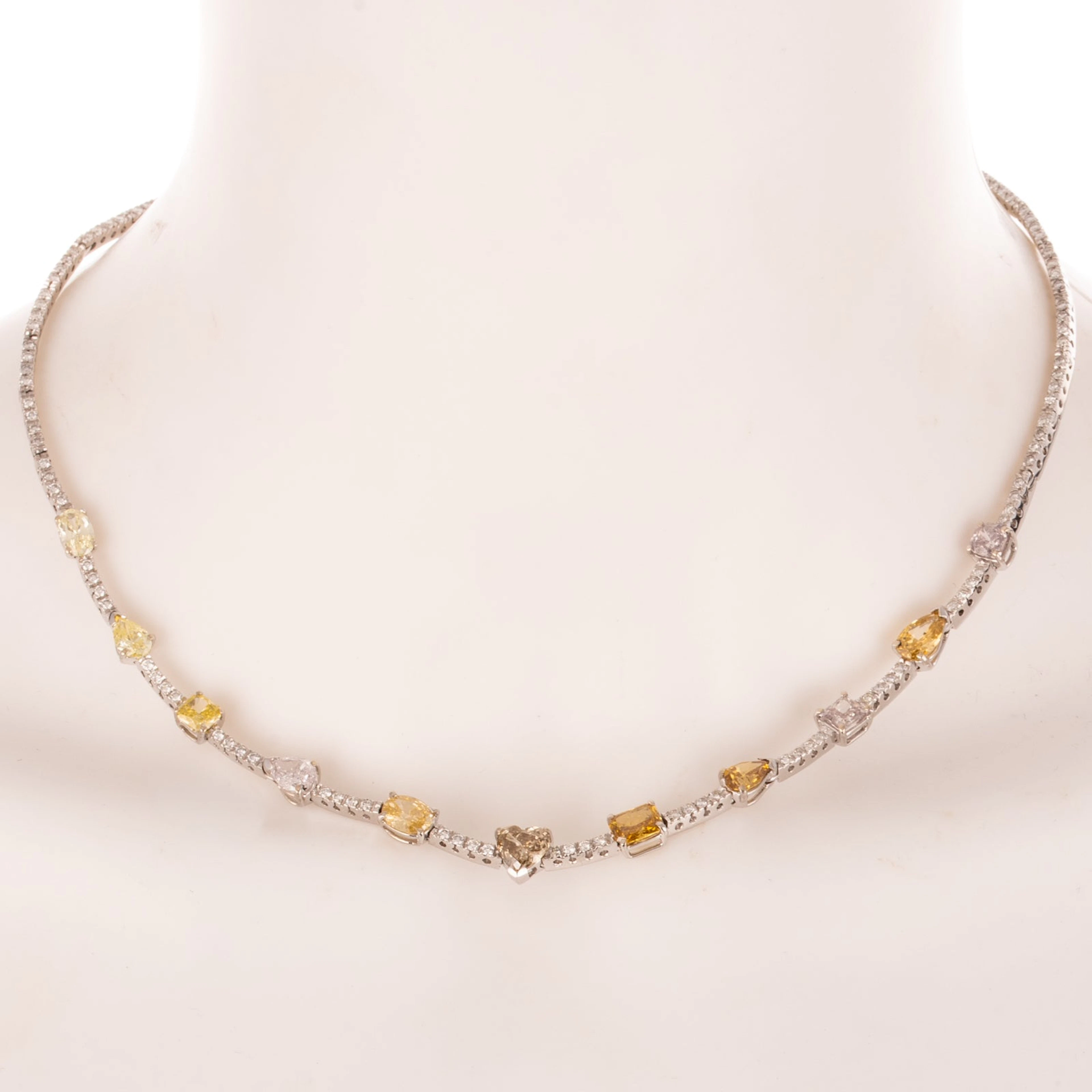 A GIA Fancy Colored Diamond Necklace in 18K