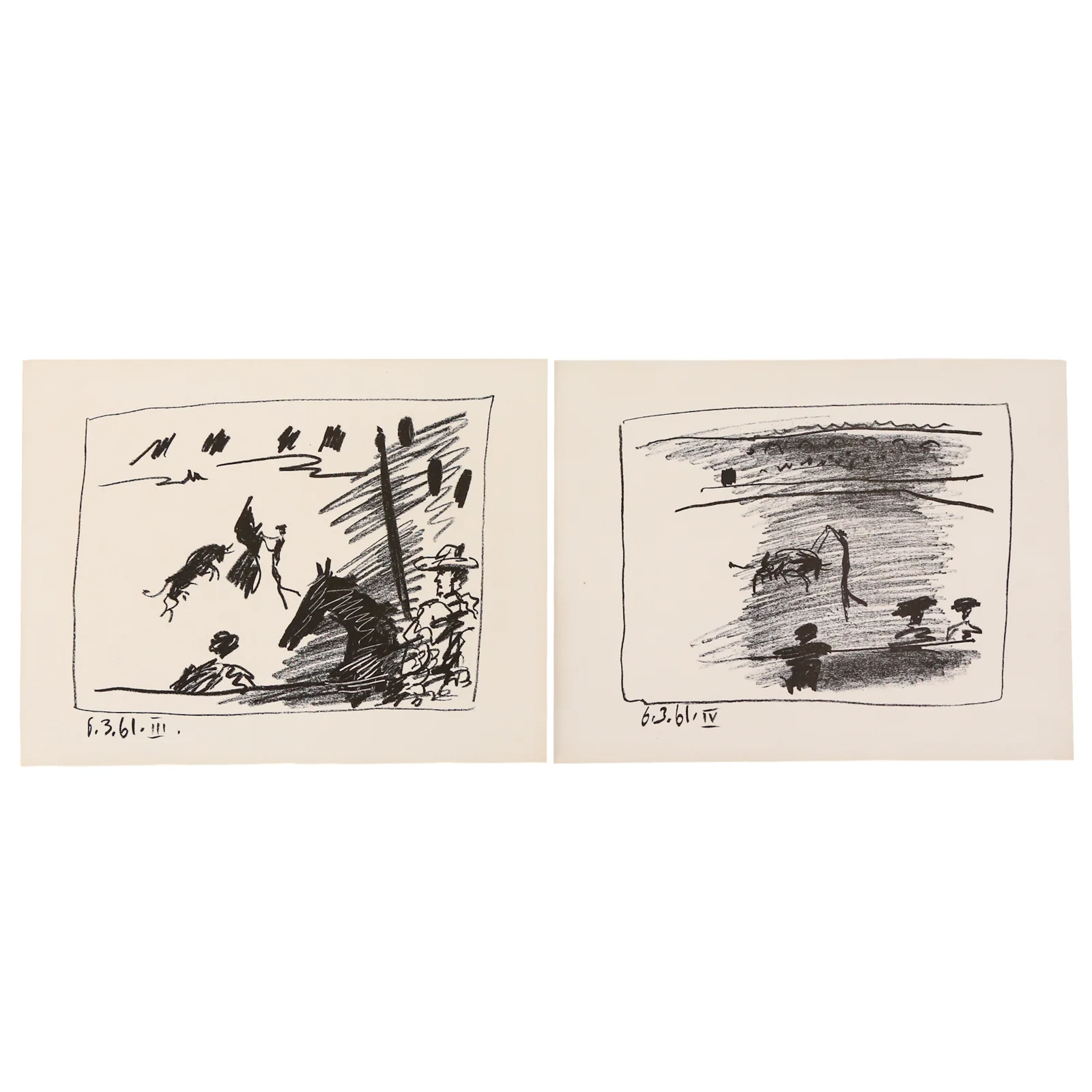 After Pablo Picasso. Two from "A Los Toros," lithograph