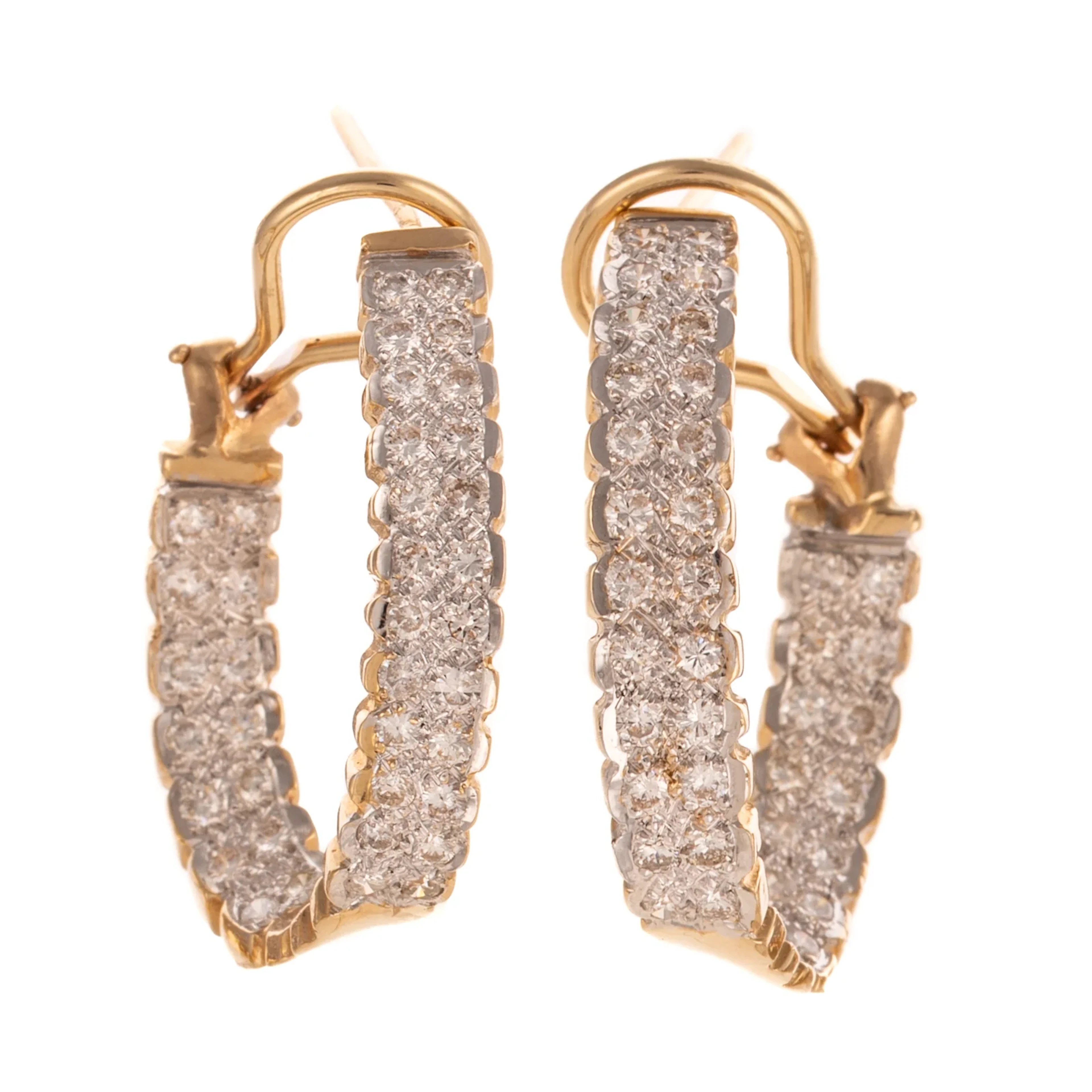 A Pair of Diamond Inside Out Hoops in 14K