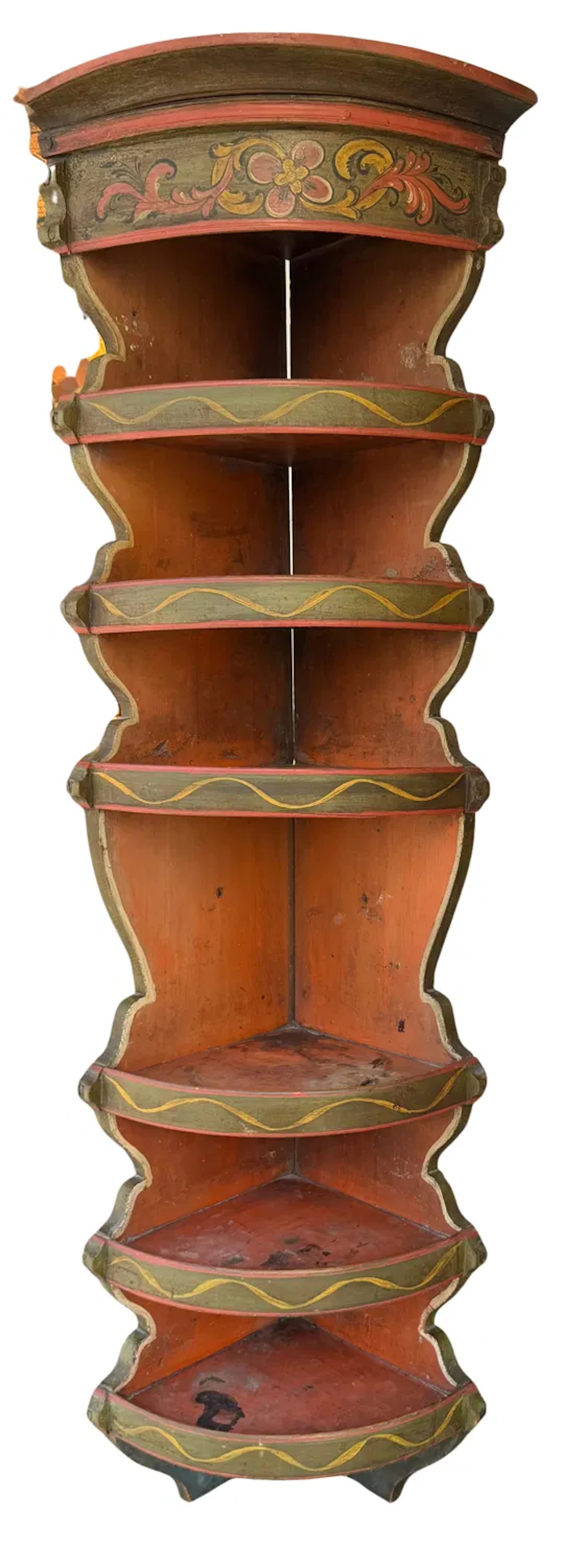 Rosemalt hjørnehylle, Telemark ca. 1830